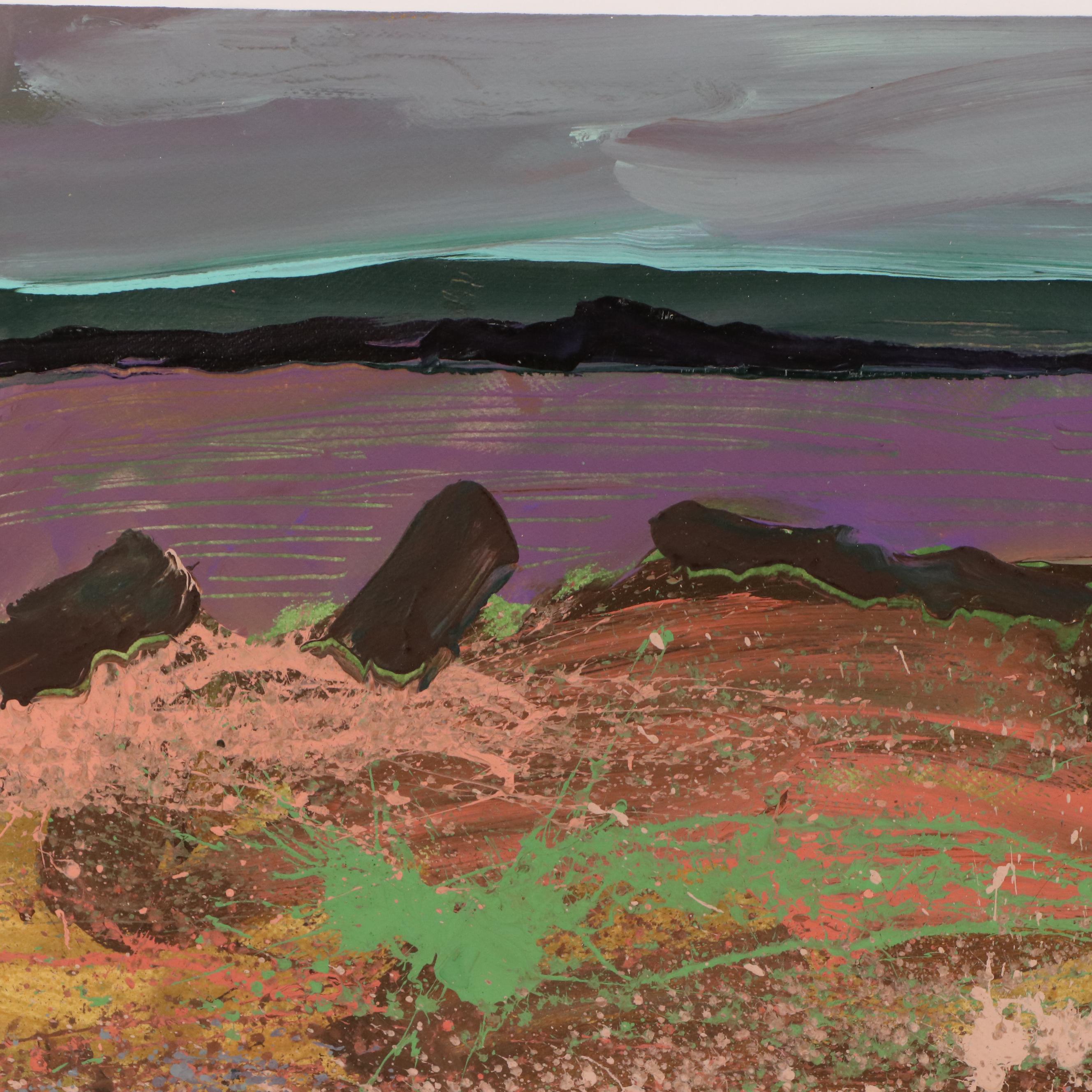 Harry Hilson Abstracted Landscape Acrylic Painting, Late 20th Century