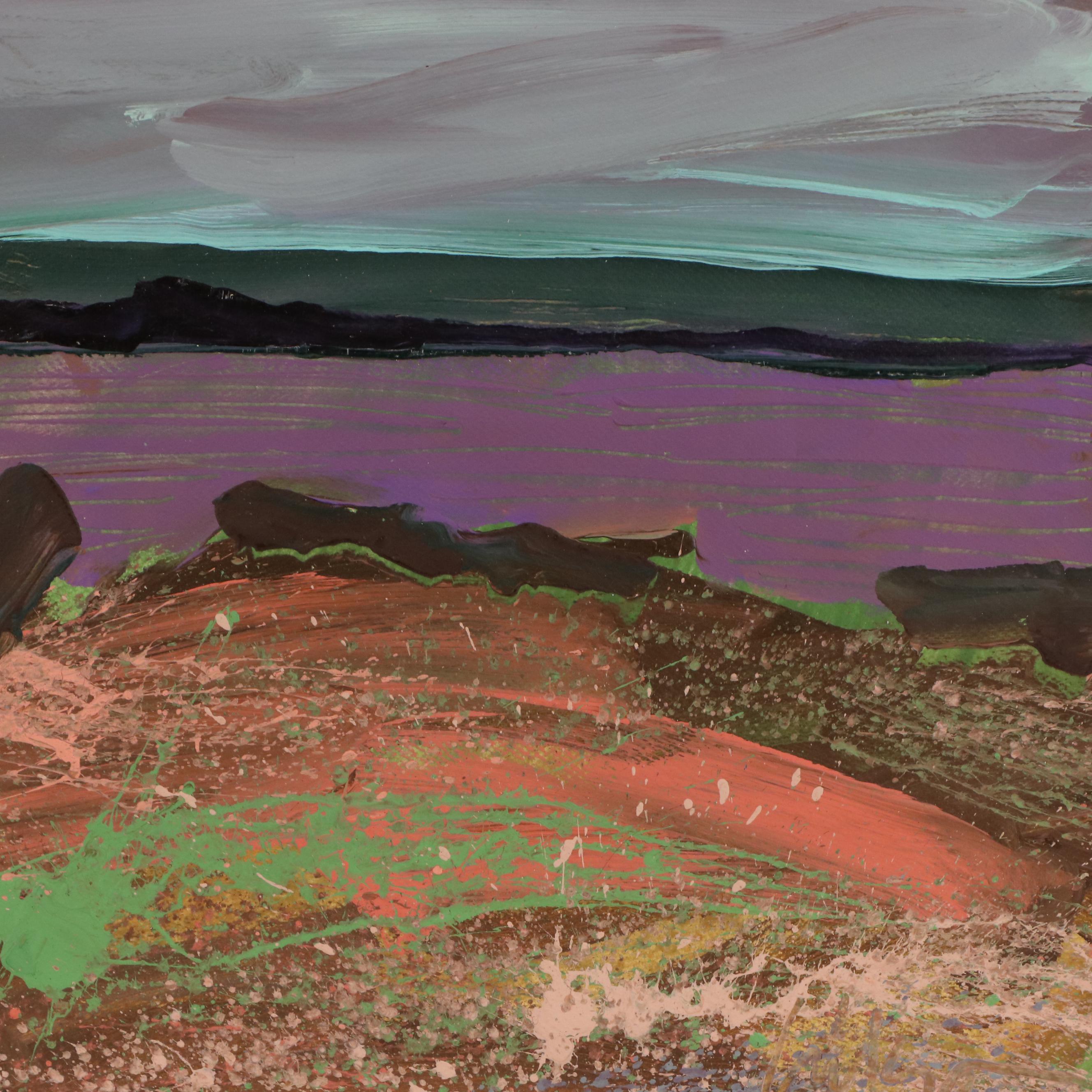 Harry Hilson Abstracted Landscape Acrylic Painting, Late 20th Century