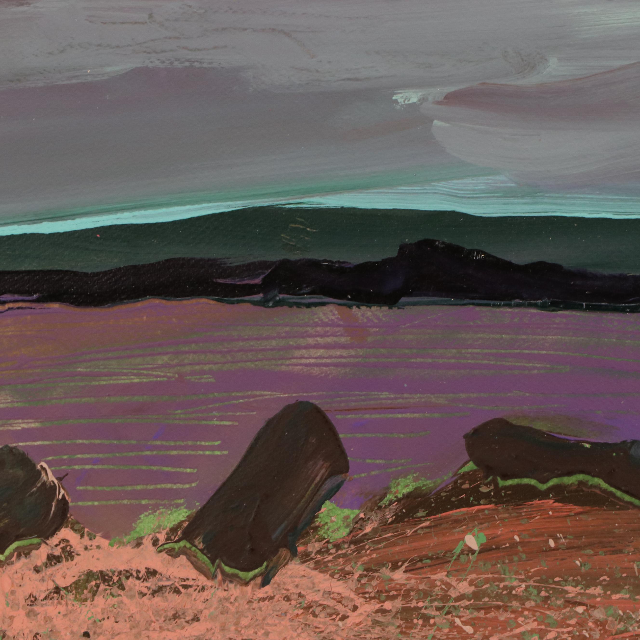 Harry Hilson Abstracted Landscape Acrylic Painting, Late 20th Century