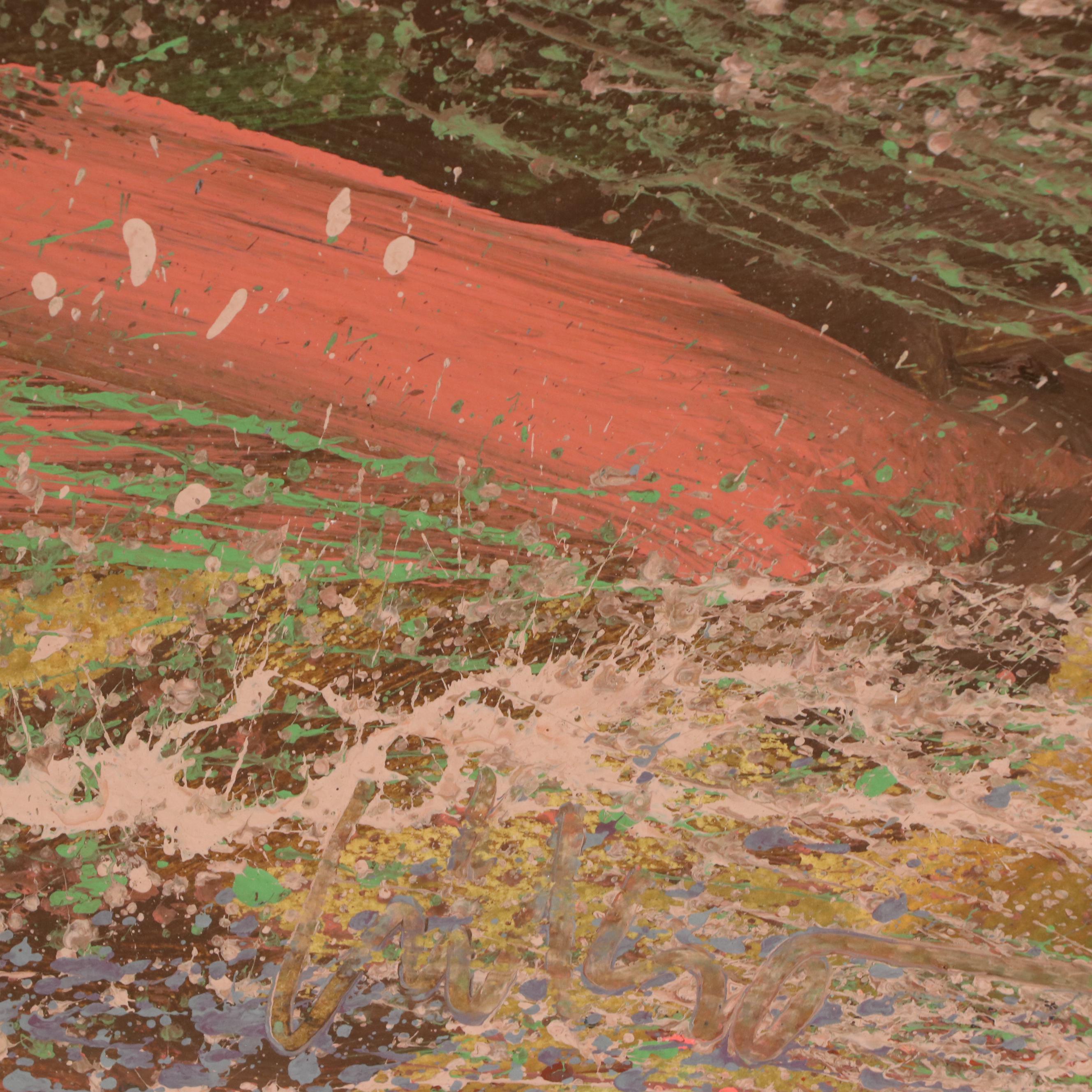 Harry Hilson Abstracted Landscape Acrylic Painting, Late 20th Century