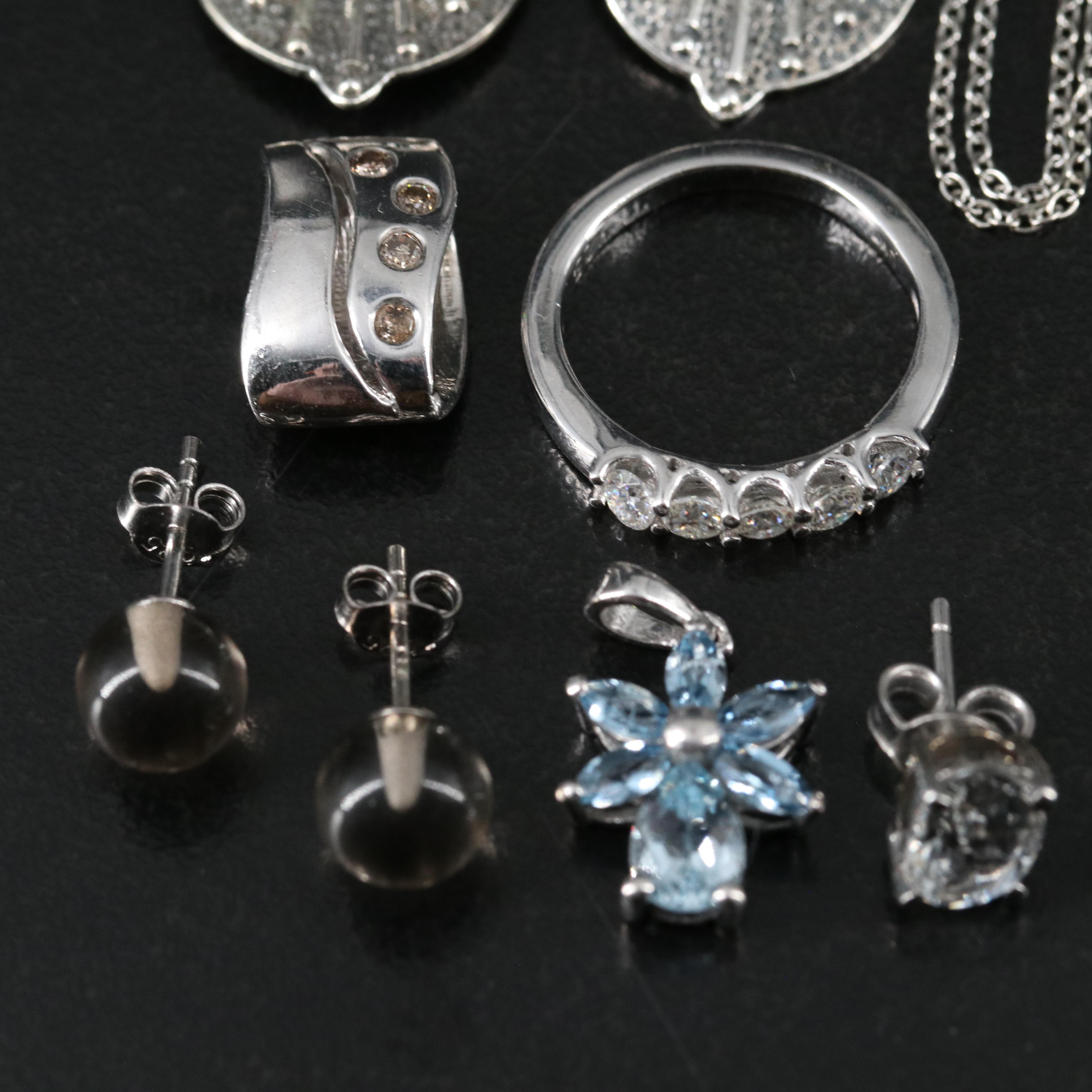 14 Assorted Sterling Silver Rings, Necklaces, Earrings, and Pendants