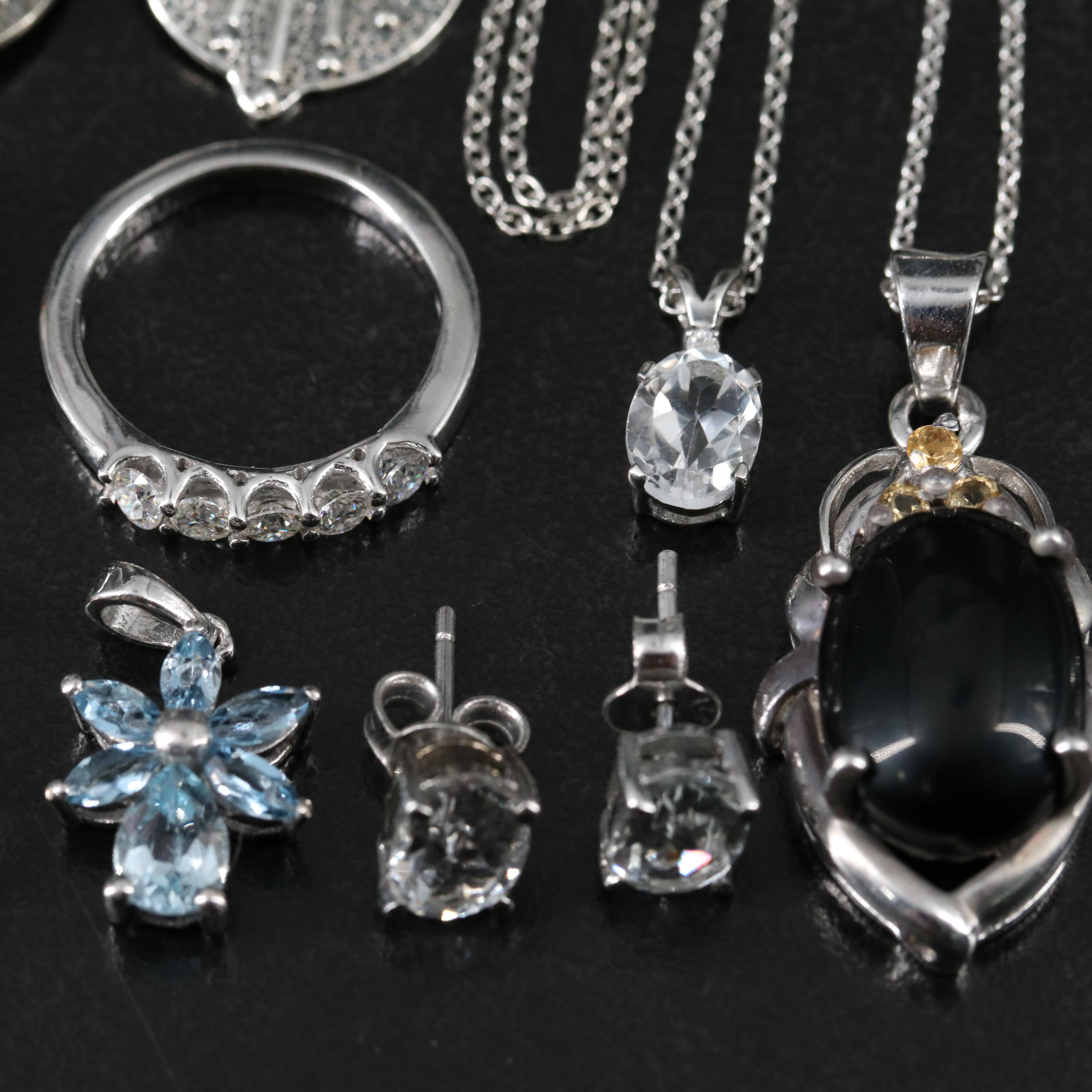 14 Assorted Sterling Silver Rings, Necklaces, Earrings, and Pendants