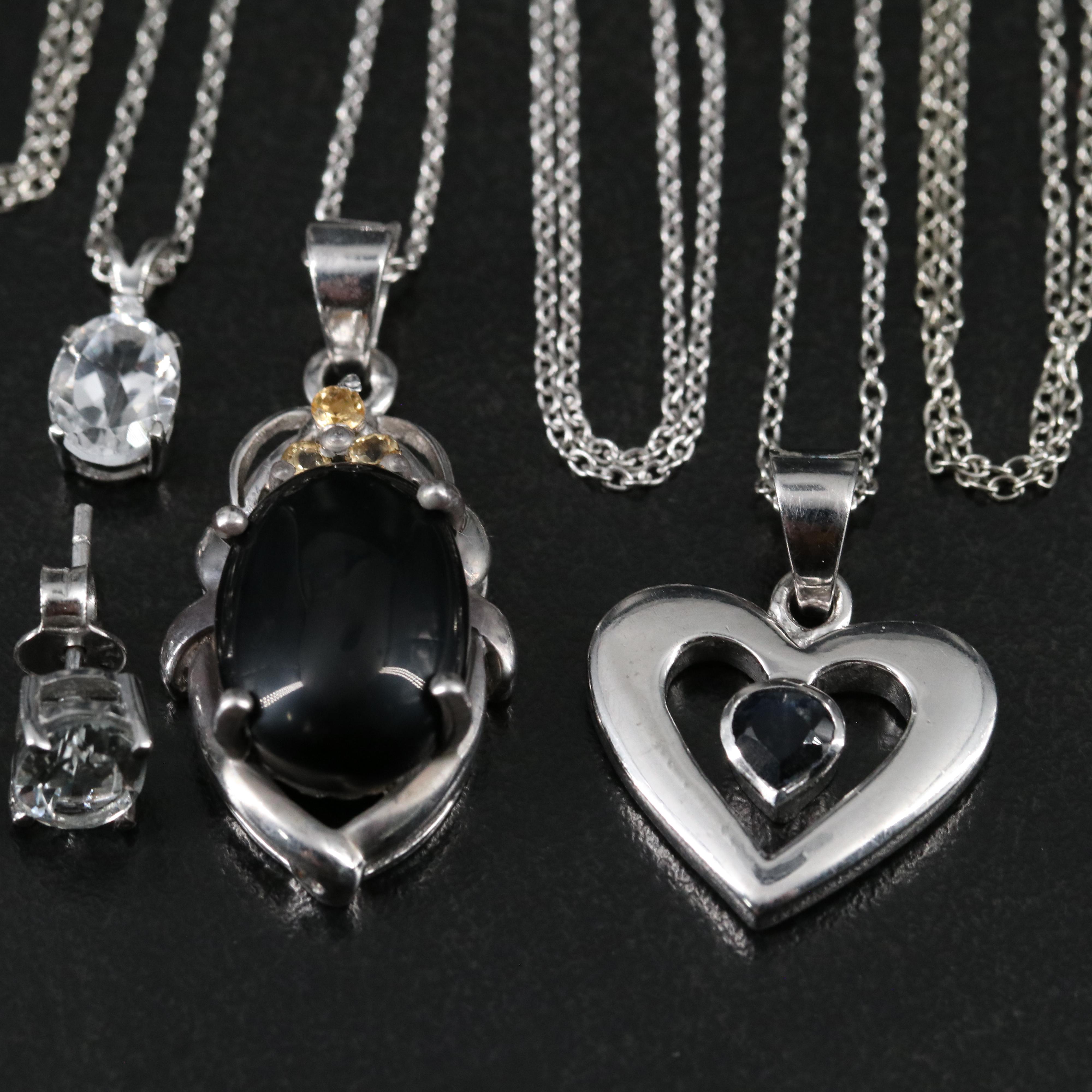 14 Assorted Sterling Silver Rings, Necklaces, Earrings, and Pendants