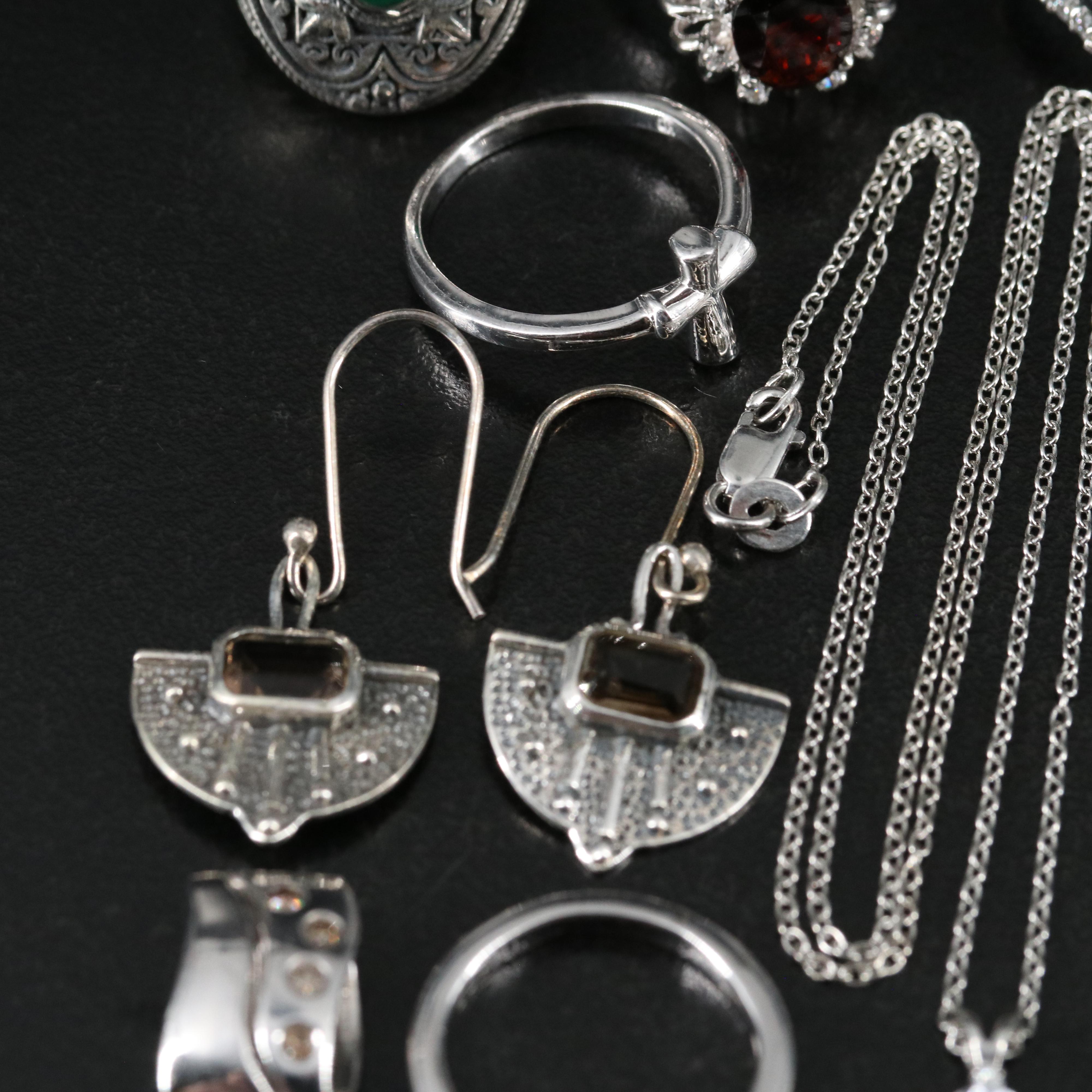 14 Assorted Sterling Silver Rings, Necklaces, Earrings, and Pendants