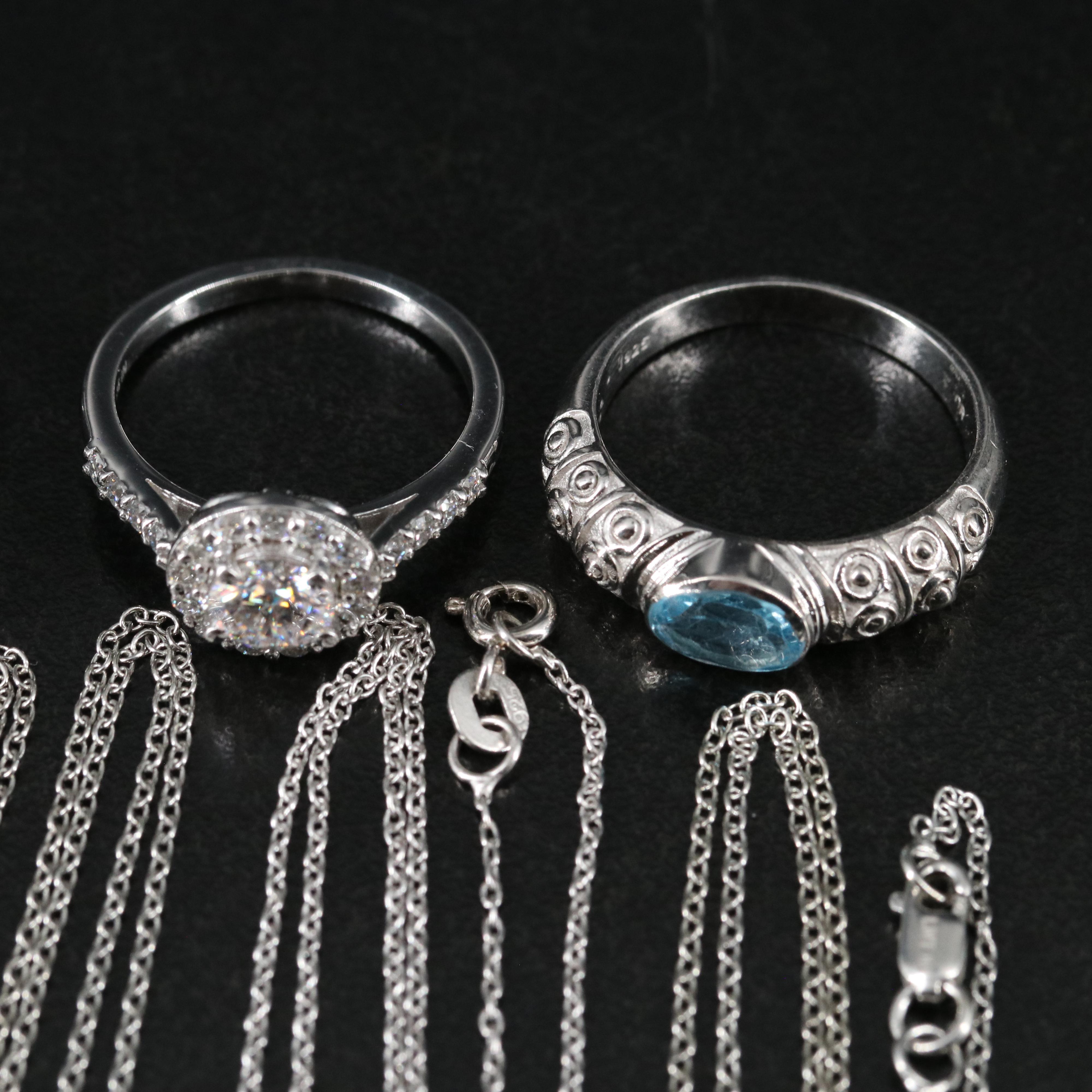 14 Assorted Sterling Silver Rings, Necklaces, Earrings, and Pendants