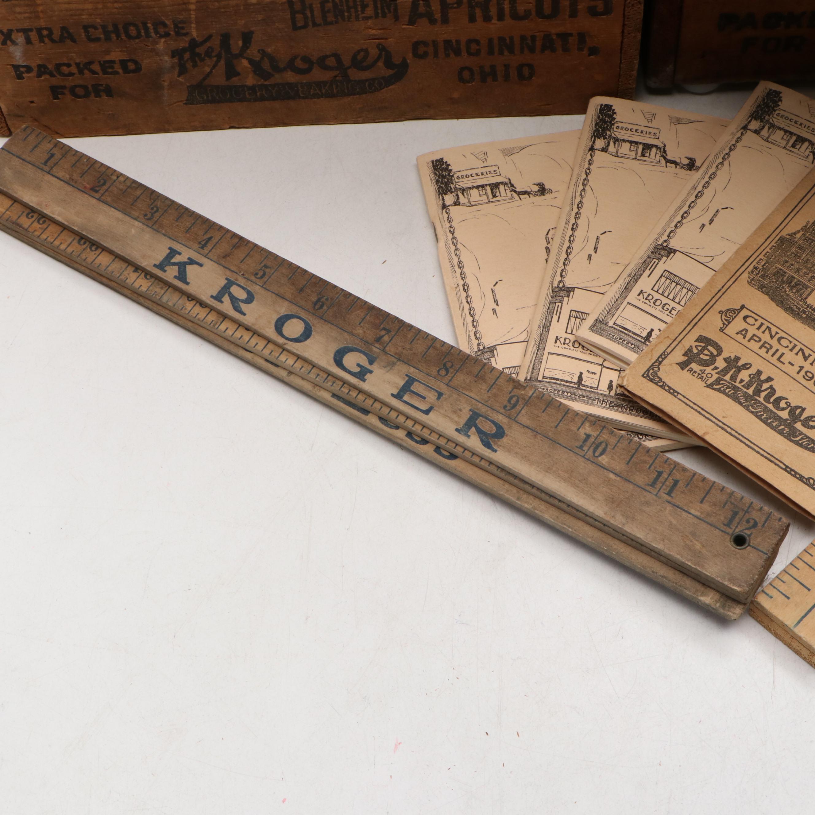 Kroger Advertising Crates, Price Stamp, Manuals, Stickers and More Memorabilia