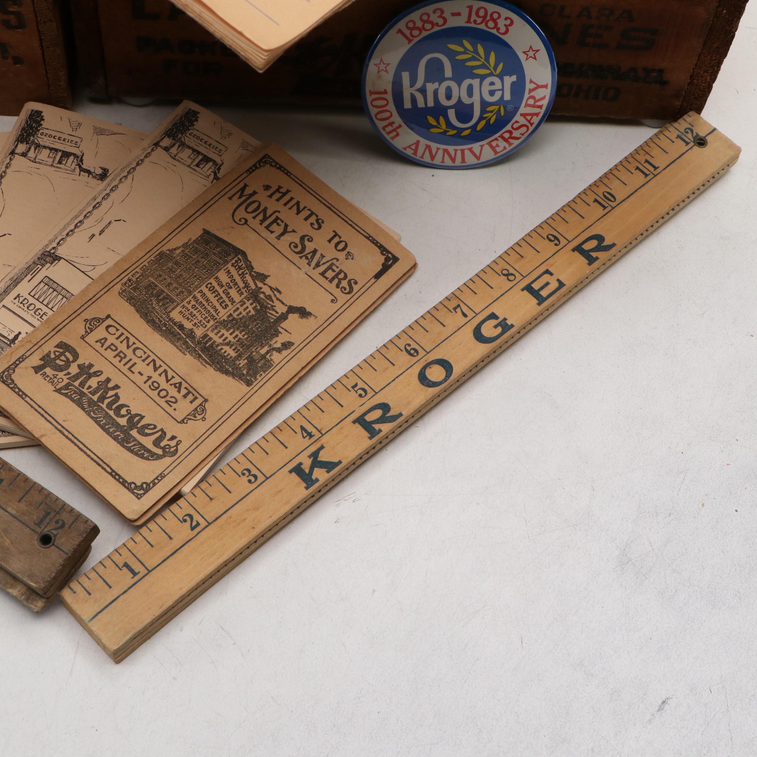 Kroger Advertising Crates, Price Stamp, Manuals, Stickers and More Memorabilia
