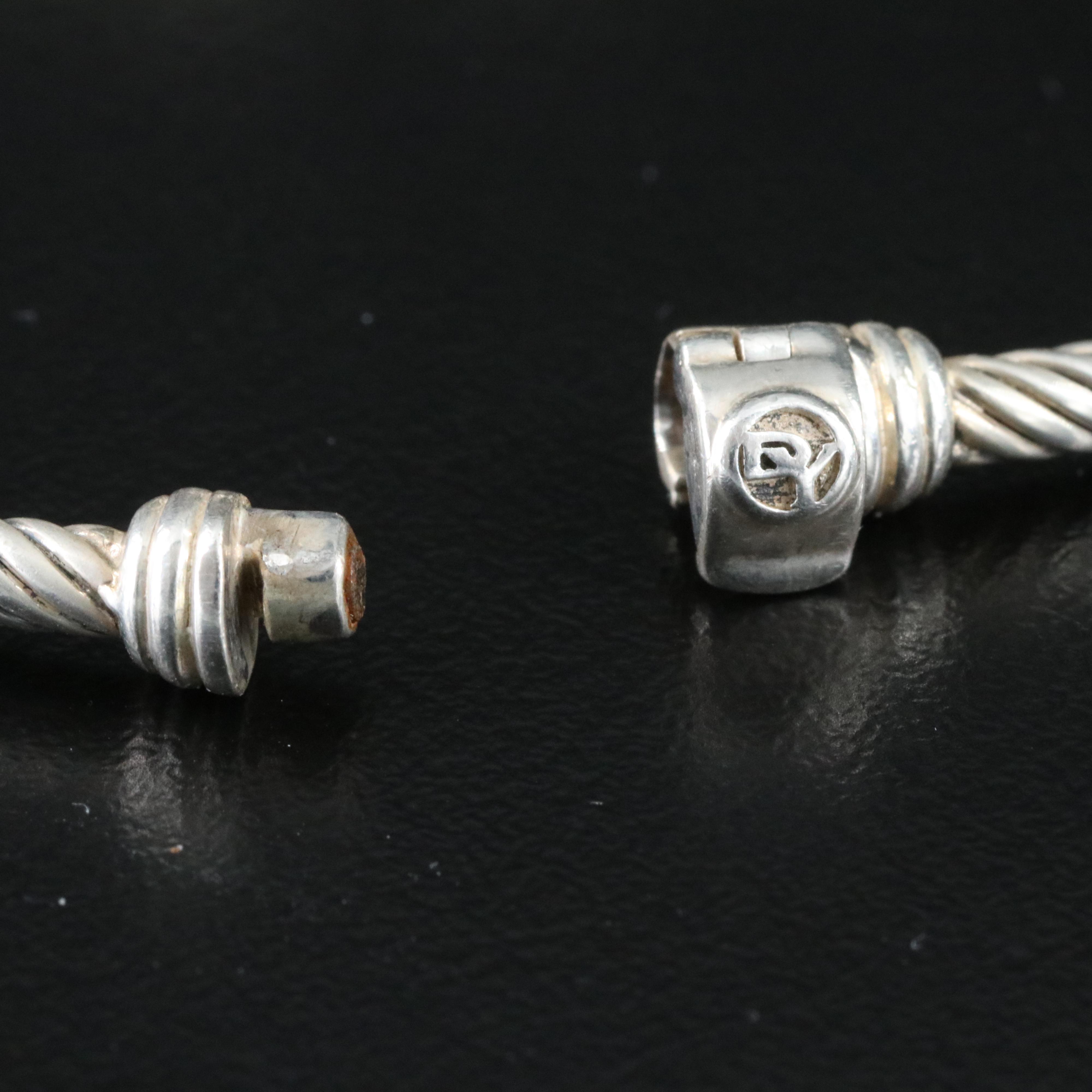 David Yurman Starburst Sterling Diamond Three Station Bracelet