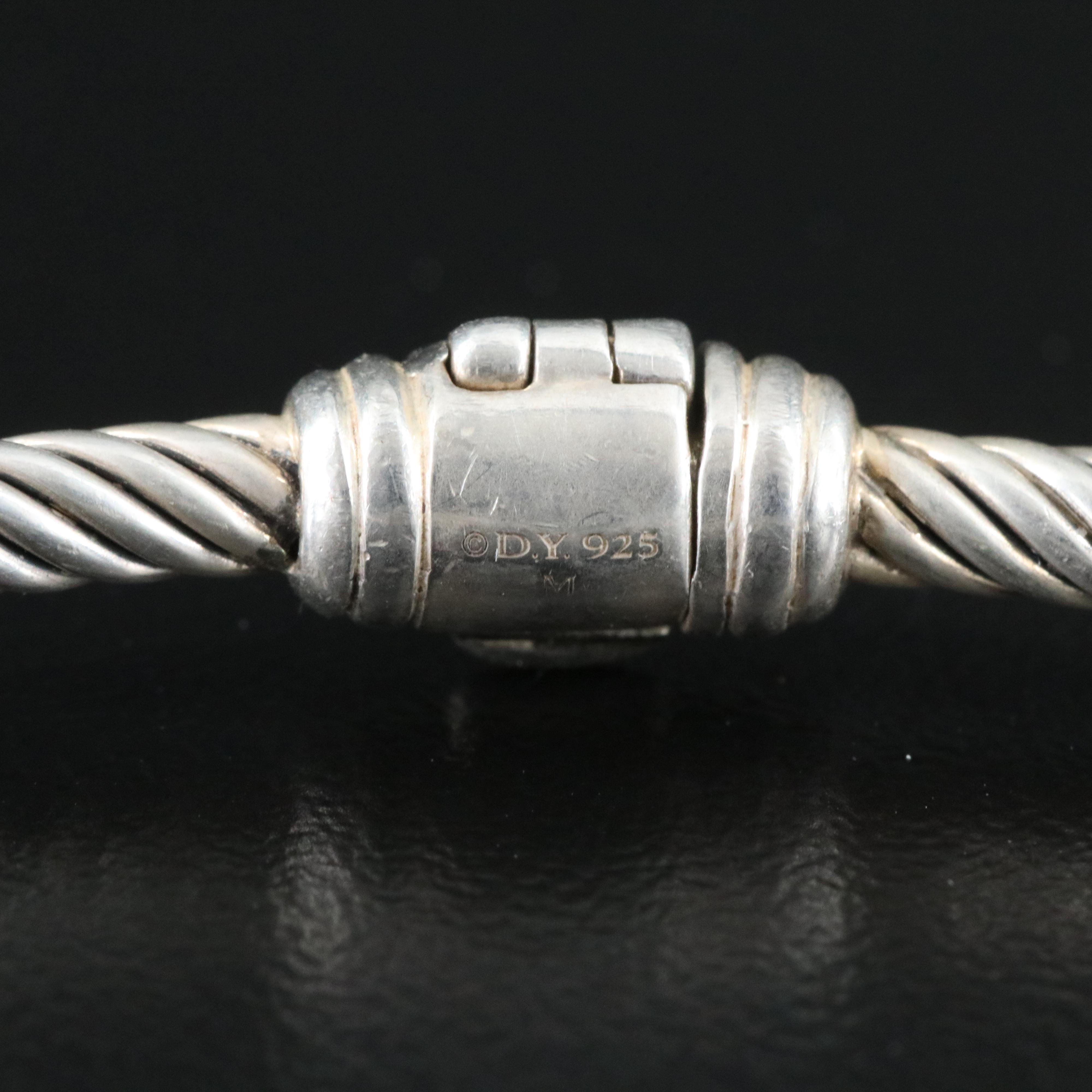 David Yurman Starburst Sterling Diamond Three Station Bracelet