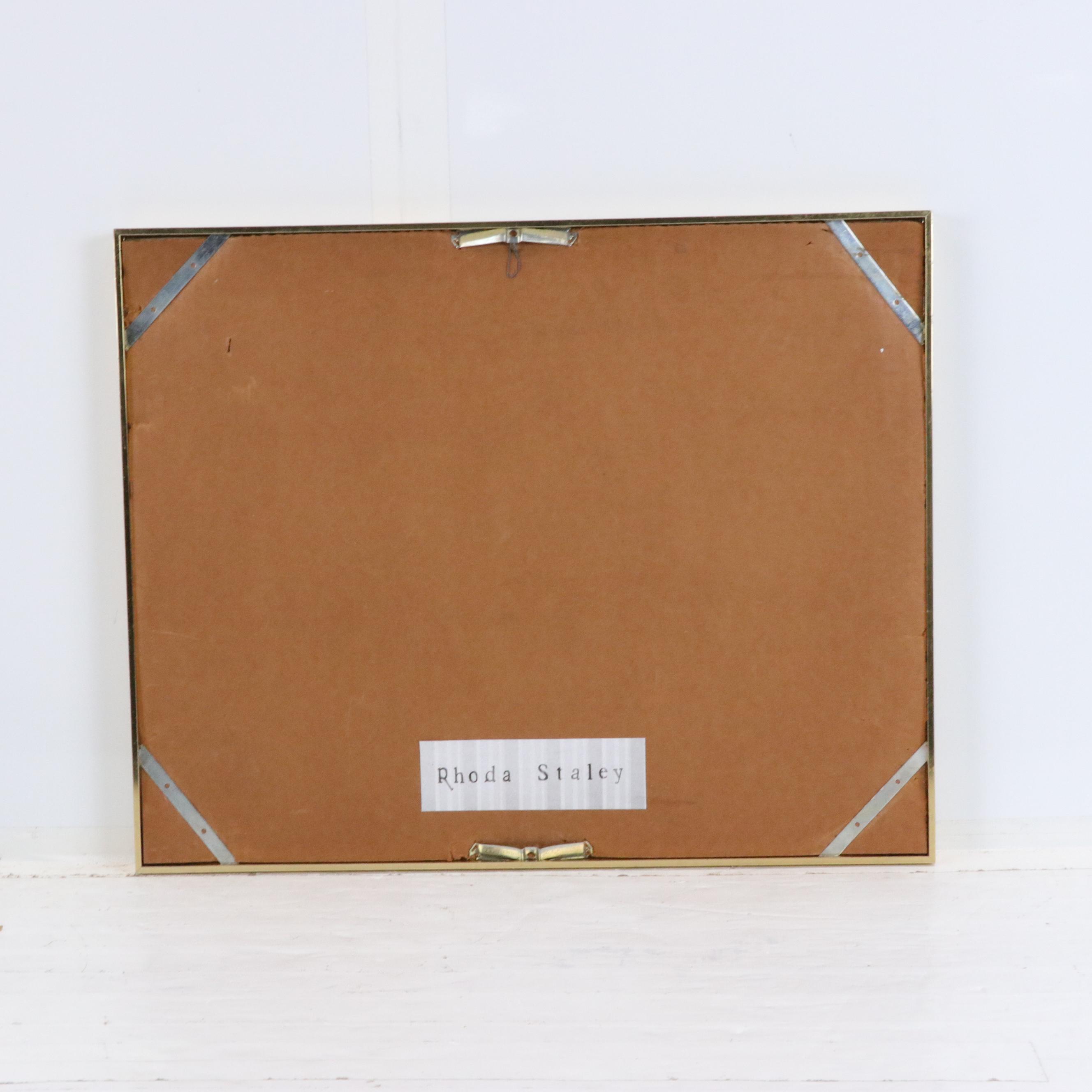 Rhoda Staley Naive Still Life Ink Drawing "Grasses," Late 20th Century