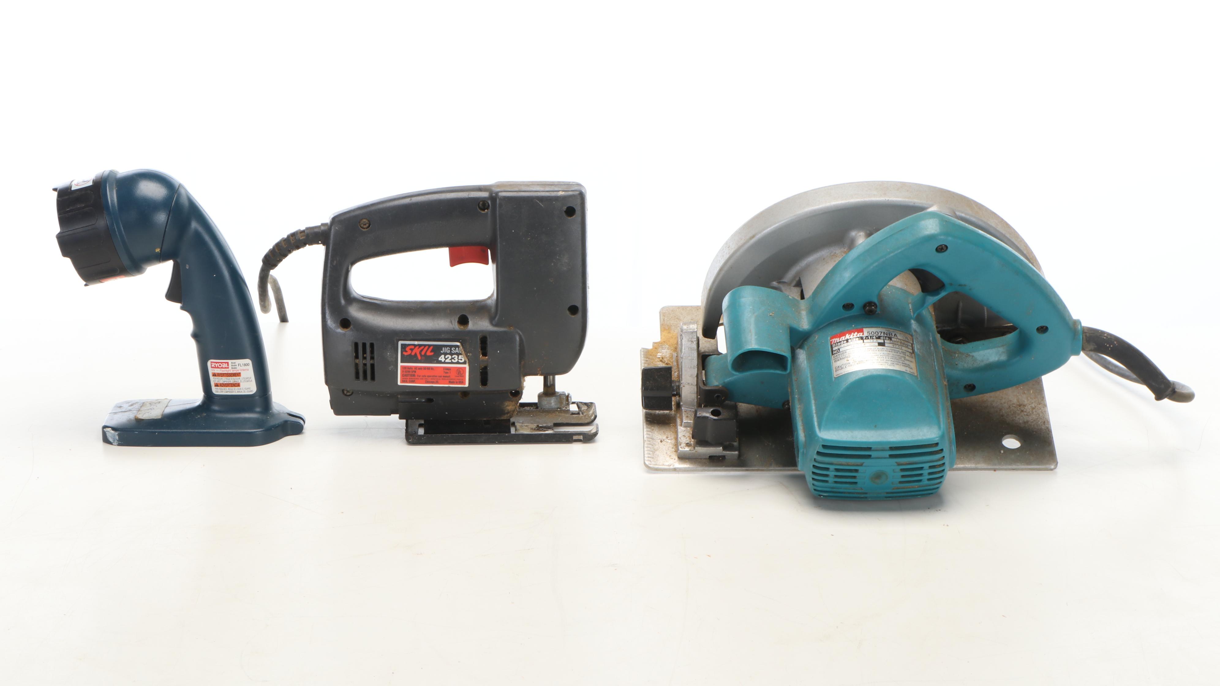 Makita Circular Saw, Rybol Screwdriver, Skil Jig Saw, and Other Power Equipment