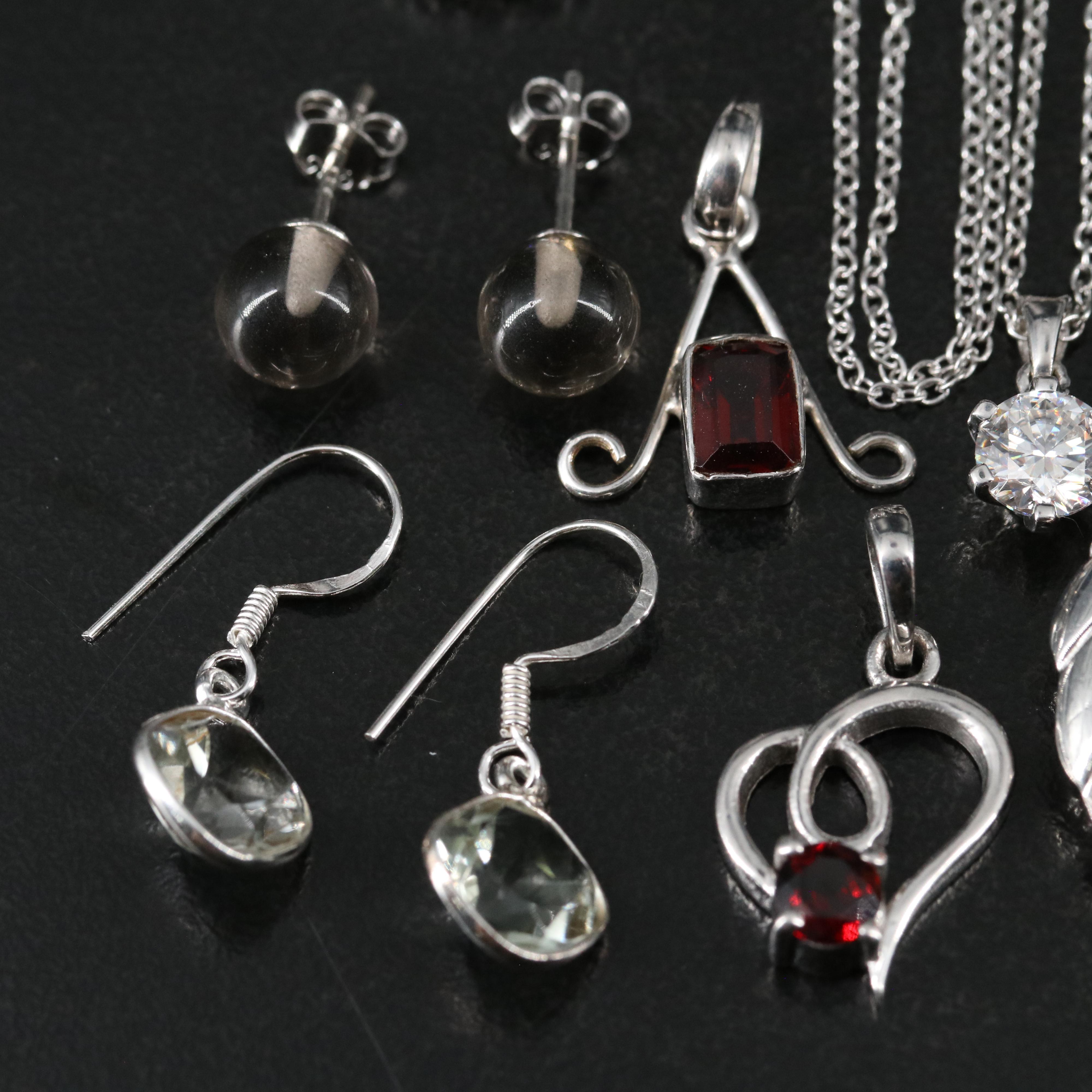 14 Assorted Sterling Silver Rings, Necklaces, Earrings, and Pendants