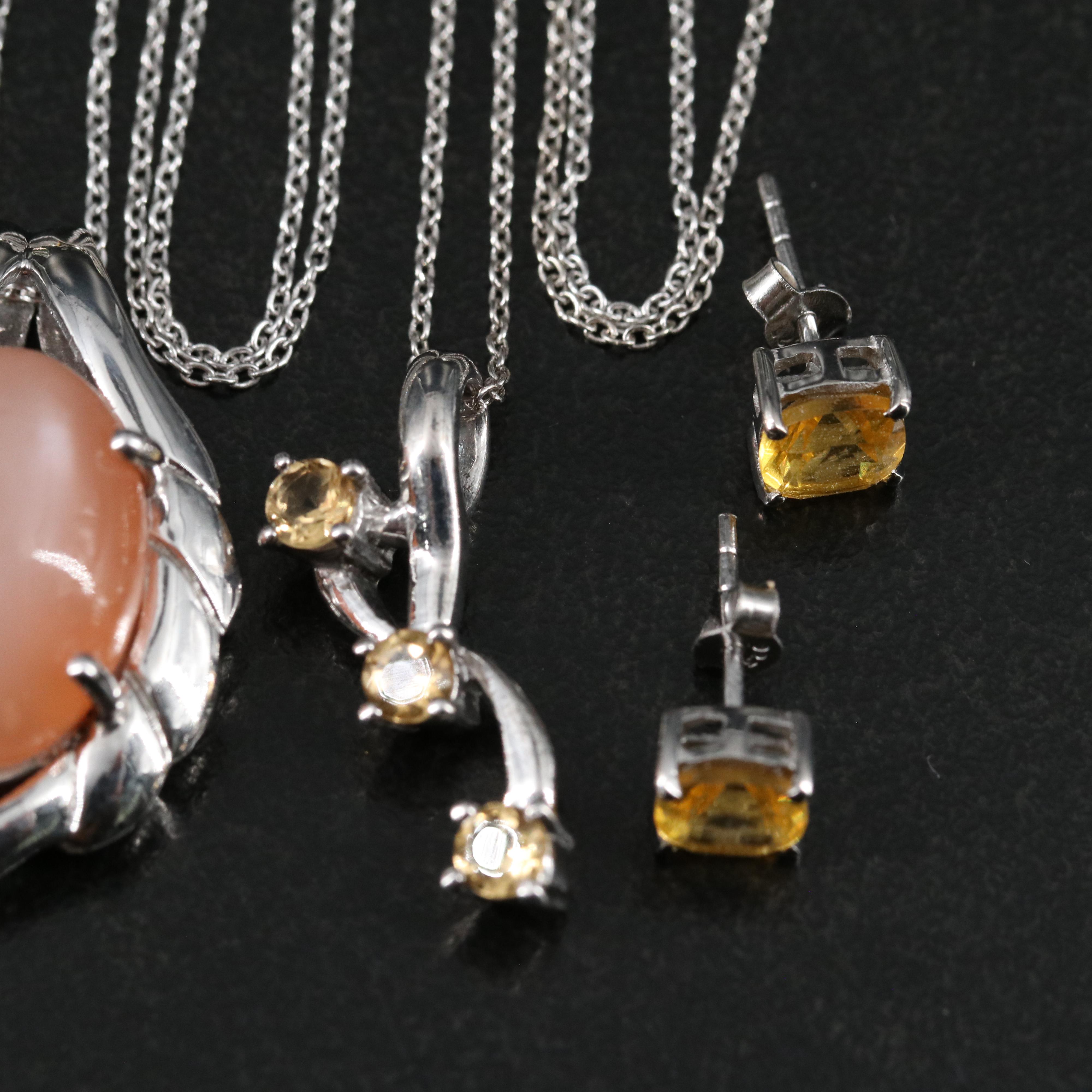 14 Assorted Sterling Silver Rings, Necklaces, Earrings, and Pendants