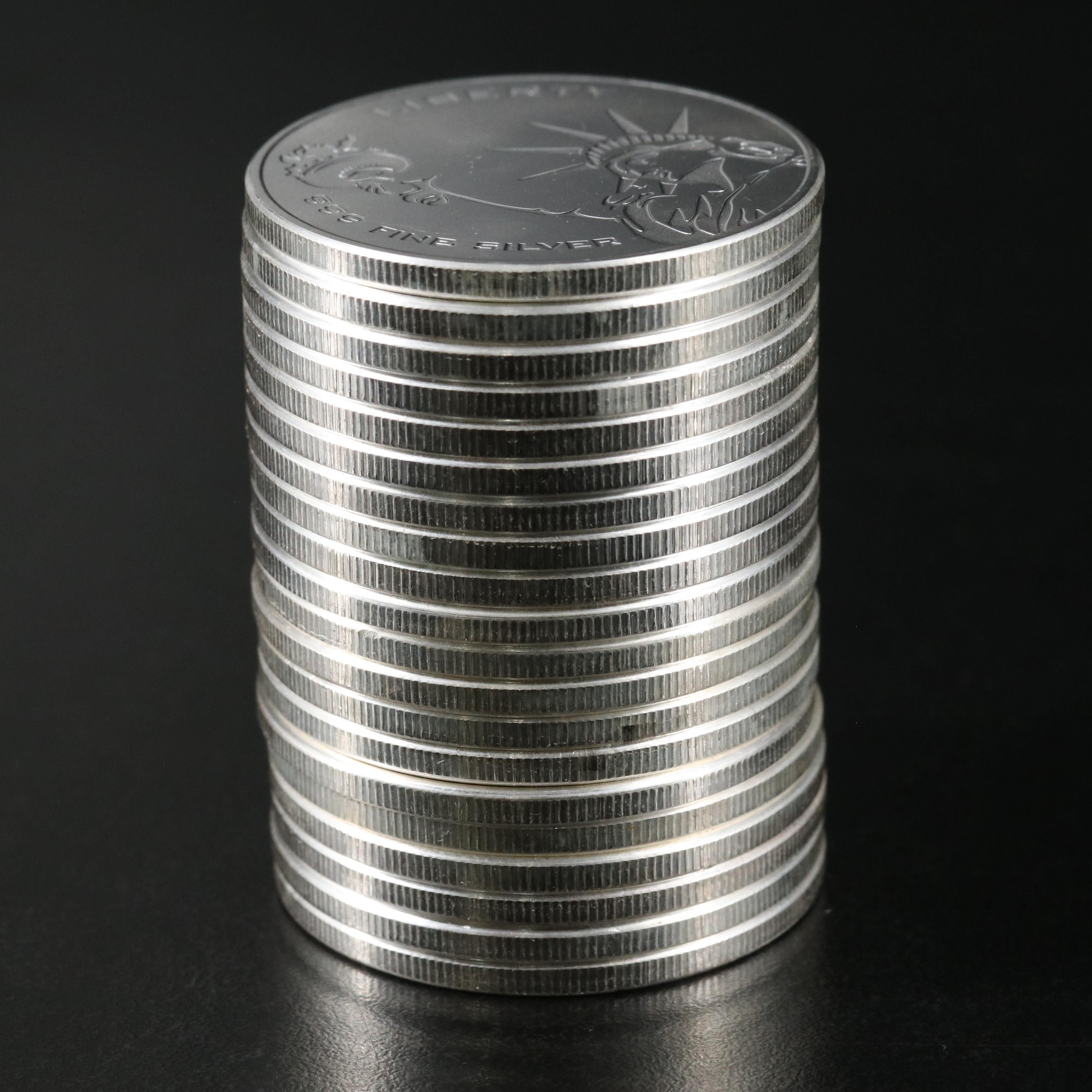 Roll of Twenty Eagle/Statue of Liberty-Themed 1-Oz. Fine Silver Rounds