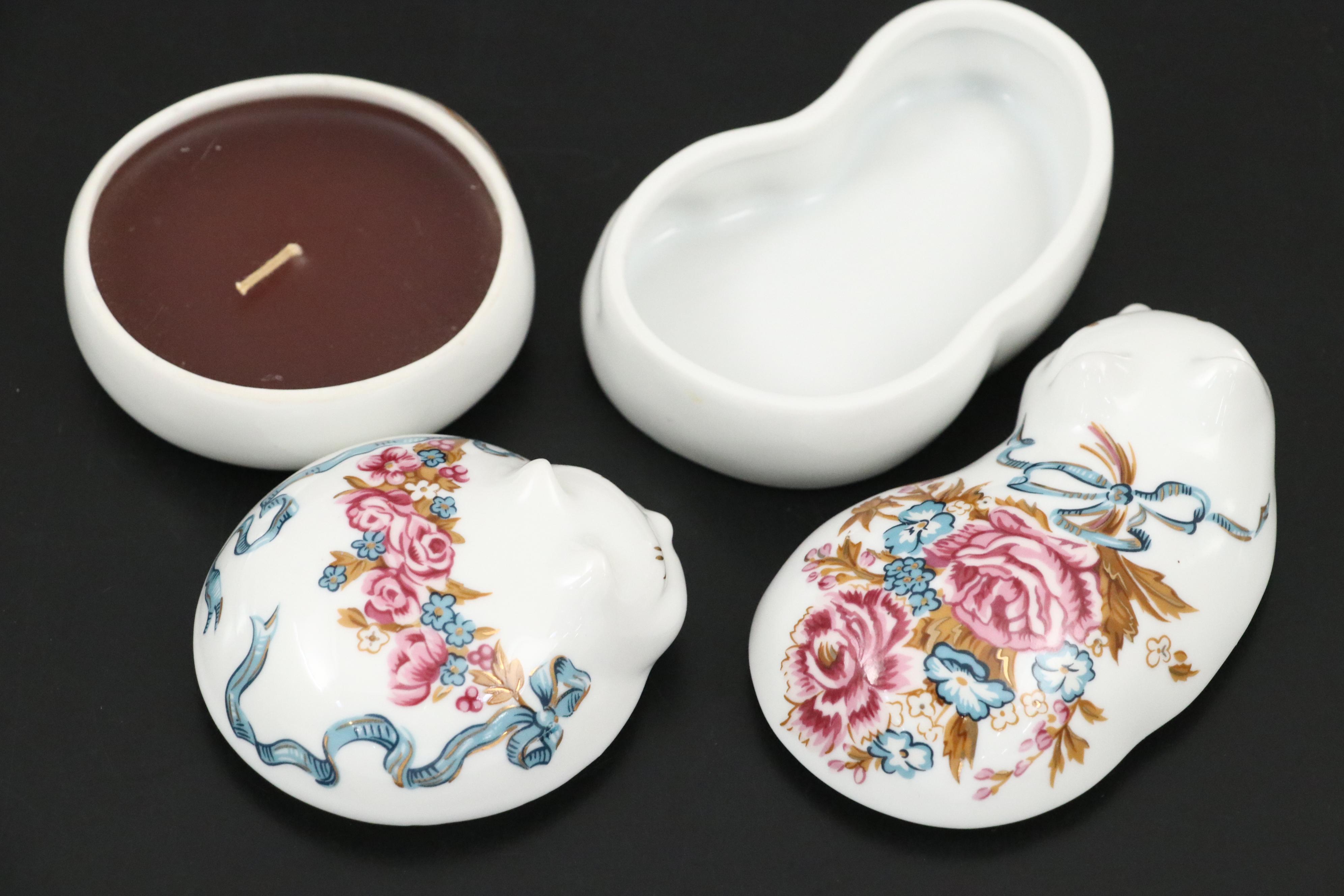 Elizabeth Arden Porcelain Cat Candles and Box