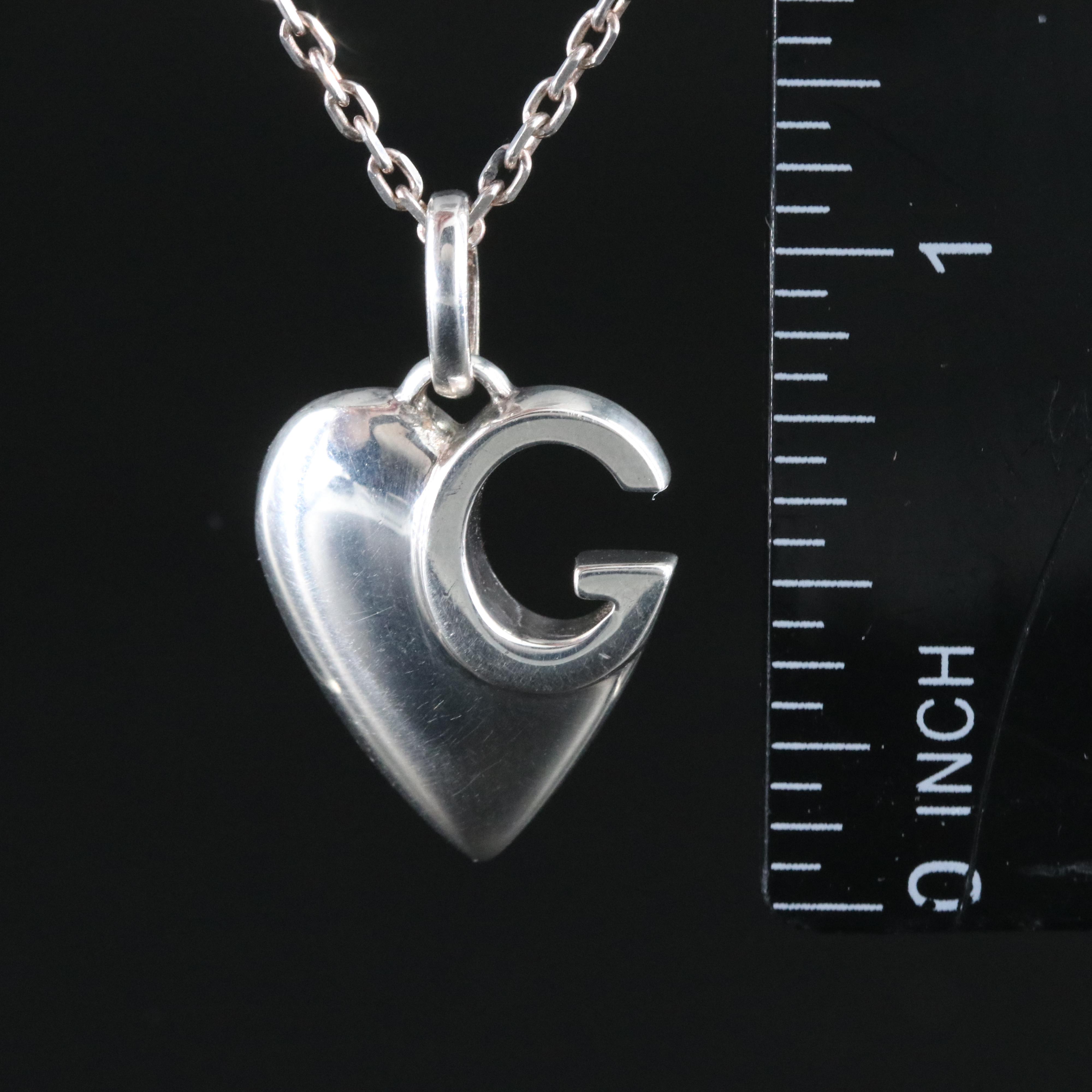 Gucci Charlotte Sterling Cutout G Heart Necklace