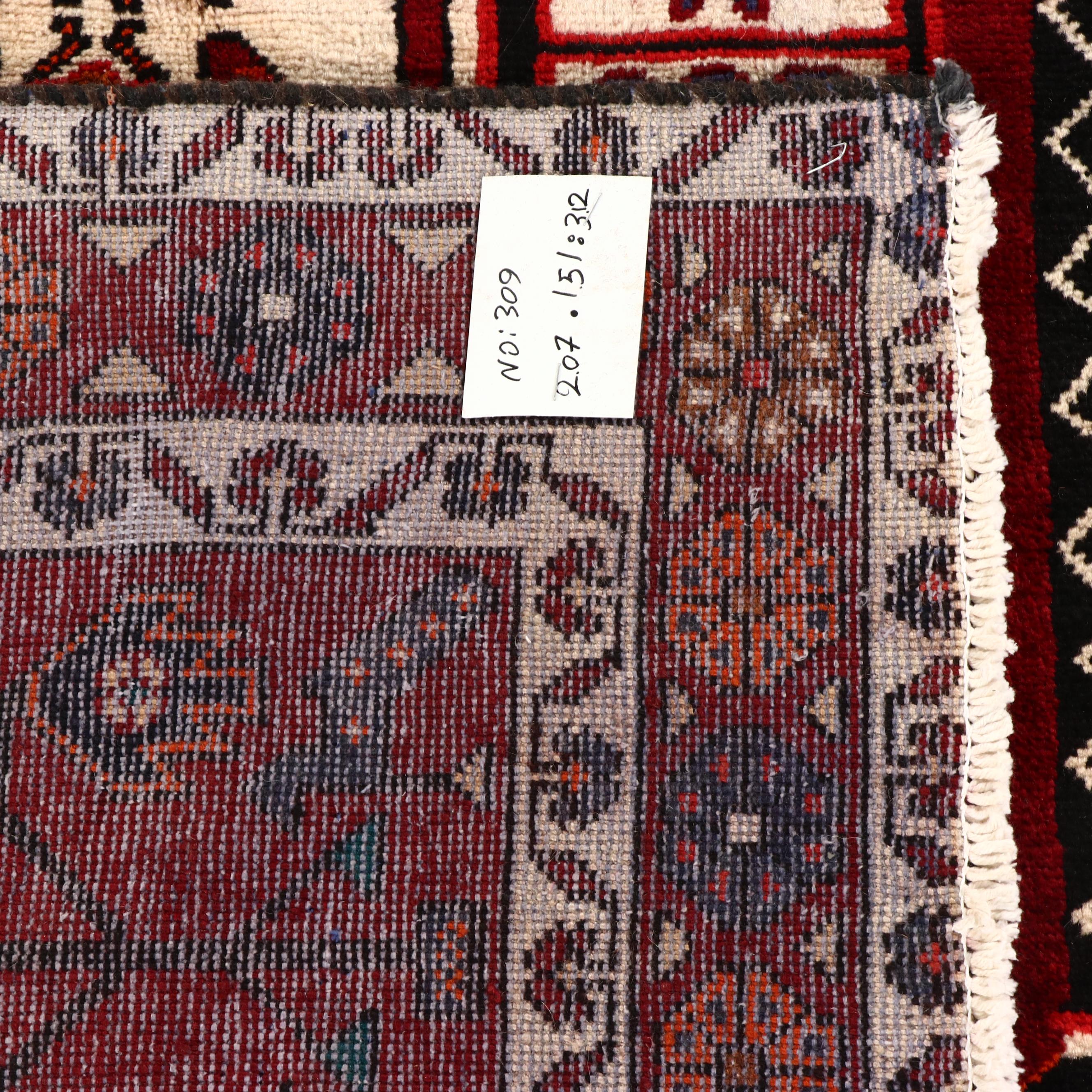 4'11 x 6'11 Hand-Knotted Persian Khamseh Chicken Area Rug