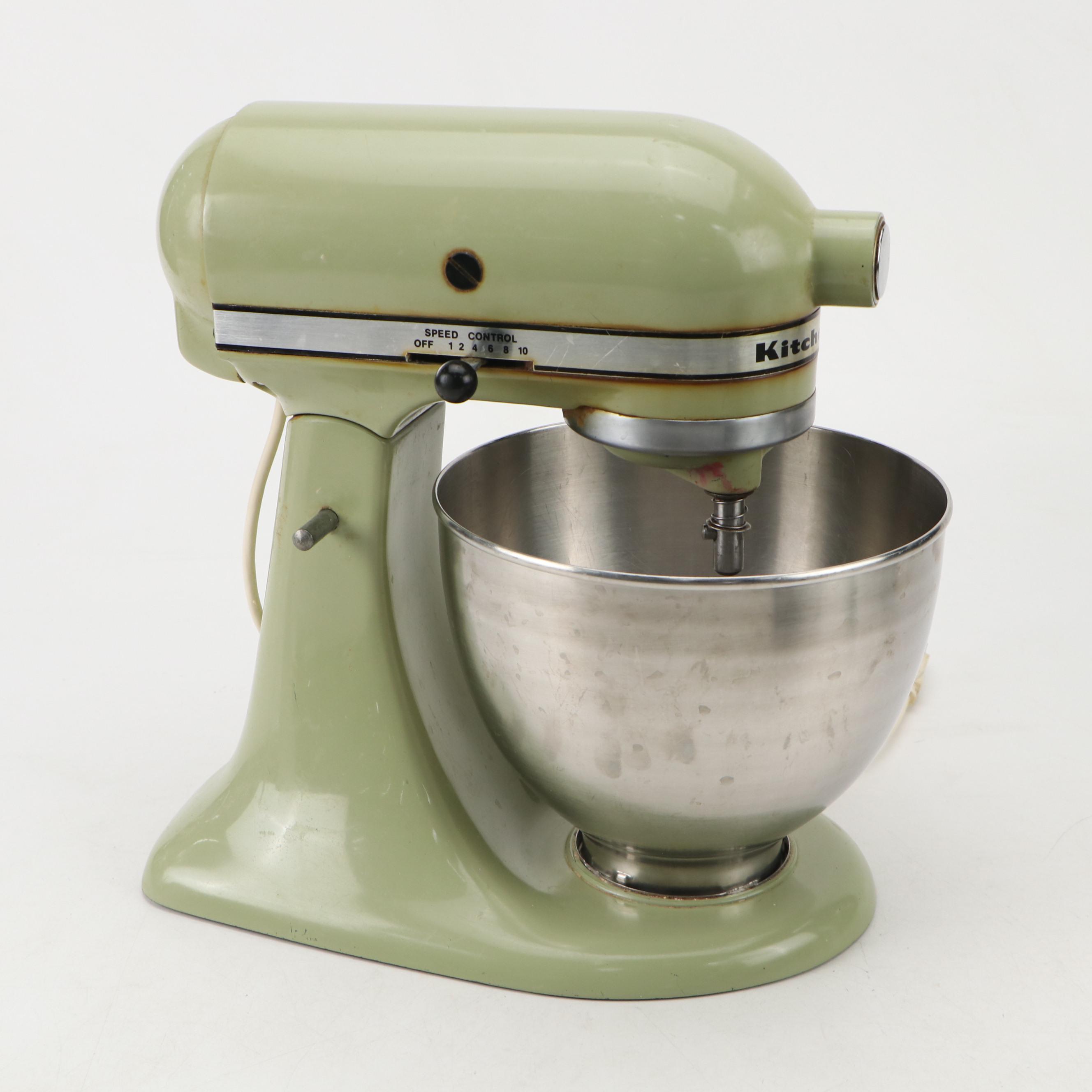 Kitchen Aid K45 Avocado Stand Mixer and Accessories