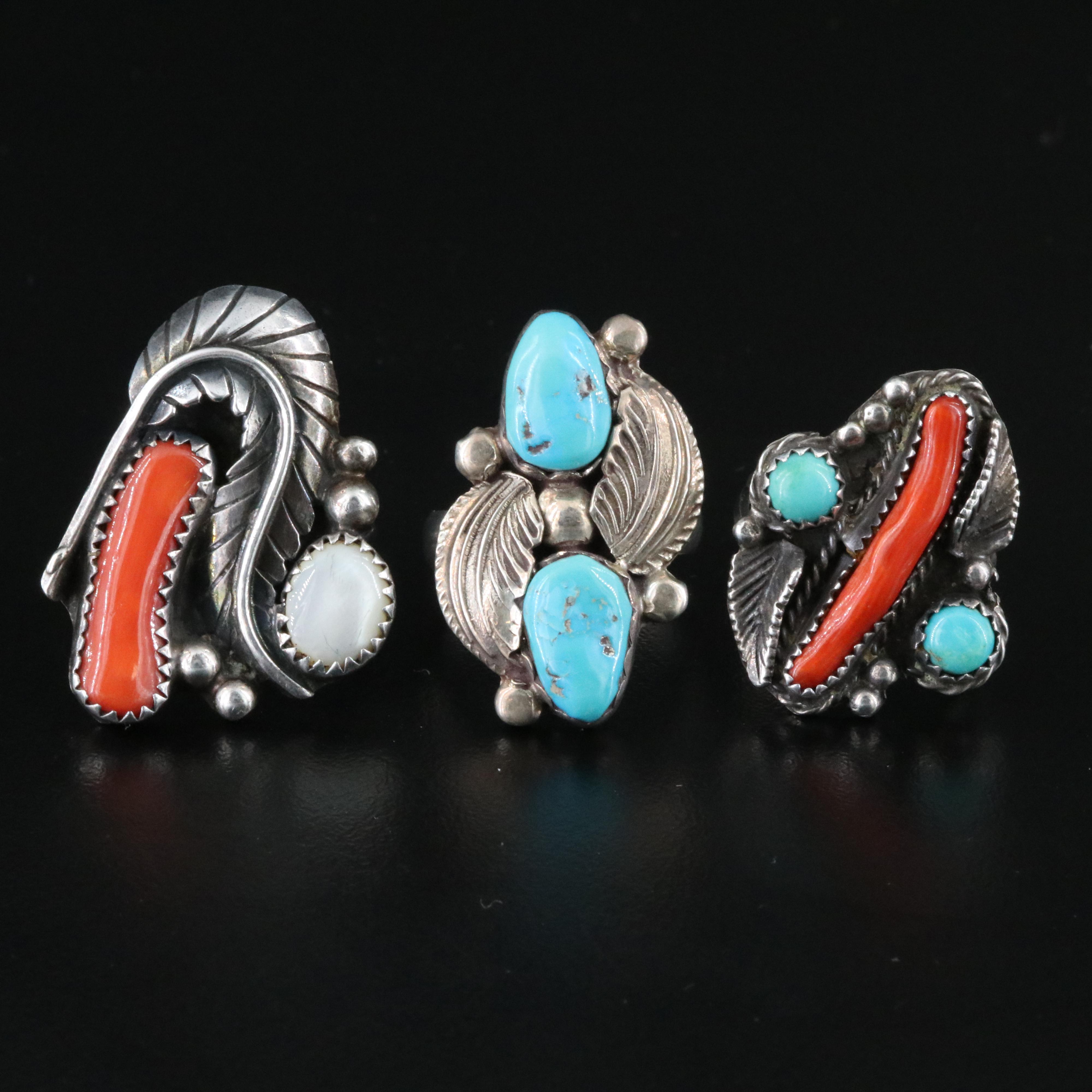 Southwestern Sterling Rings Including Carmelita Simplicio Zuni and Coral