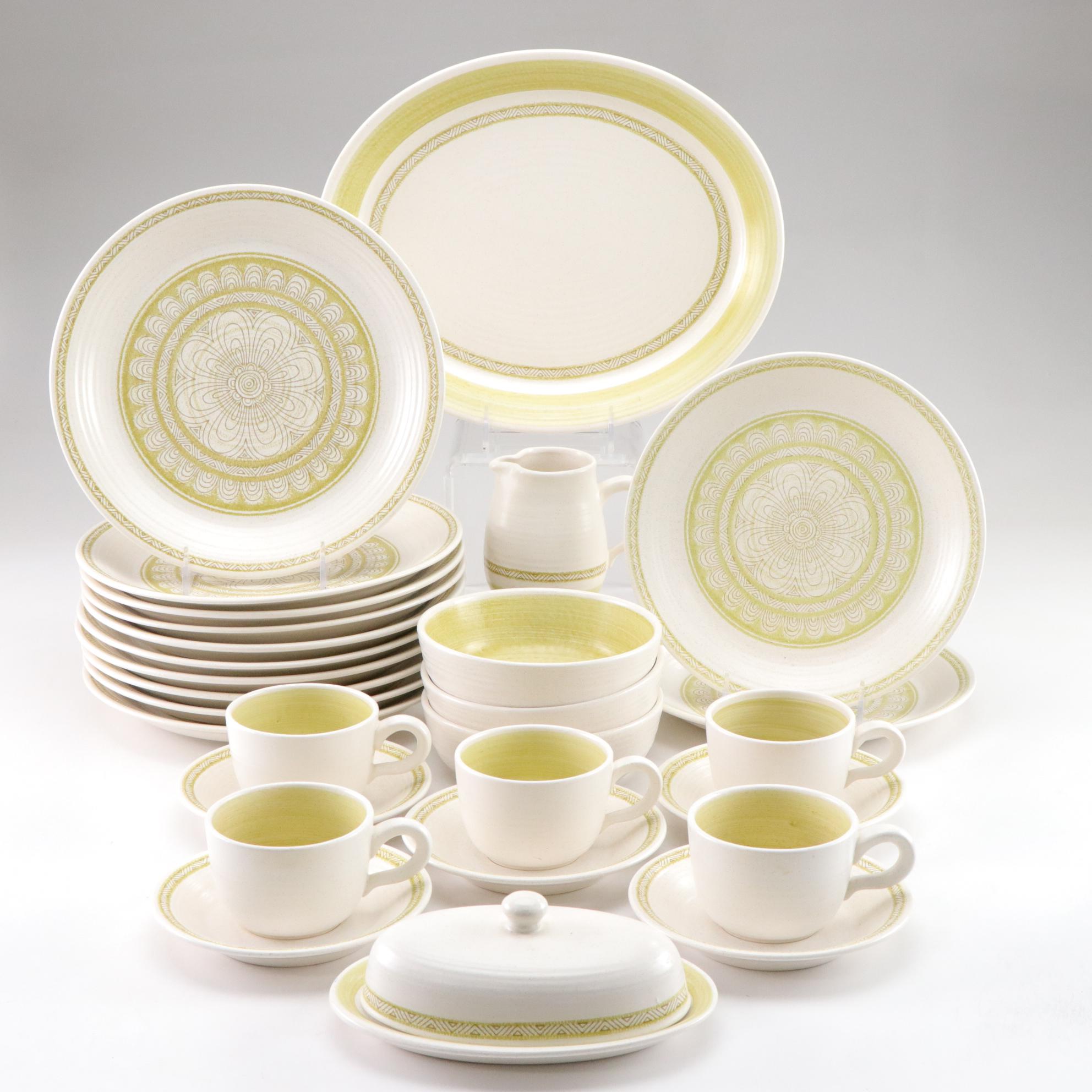 Franciscan "Hacienda" Green Geometric Floral Dinnerware, 1970s