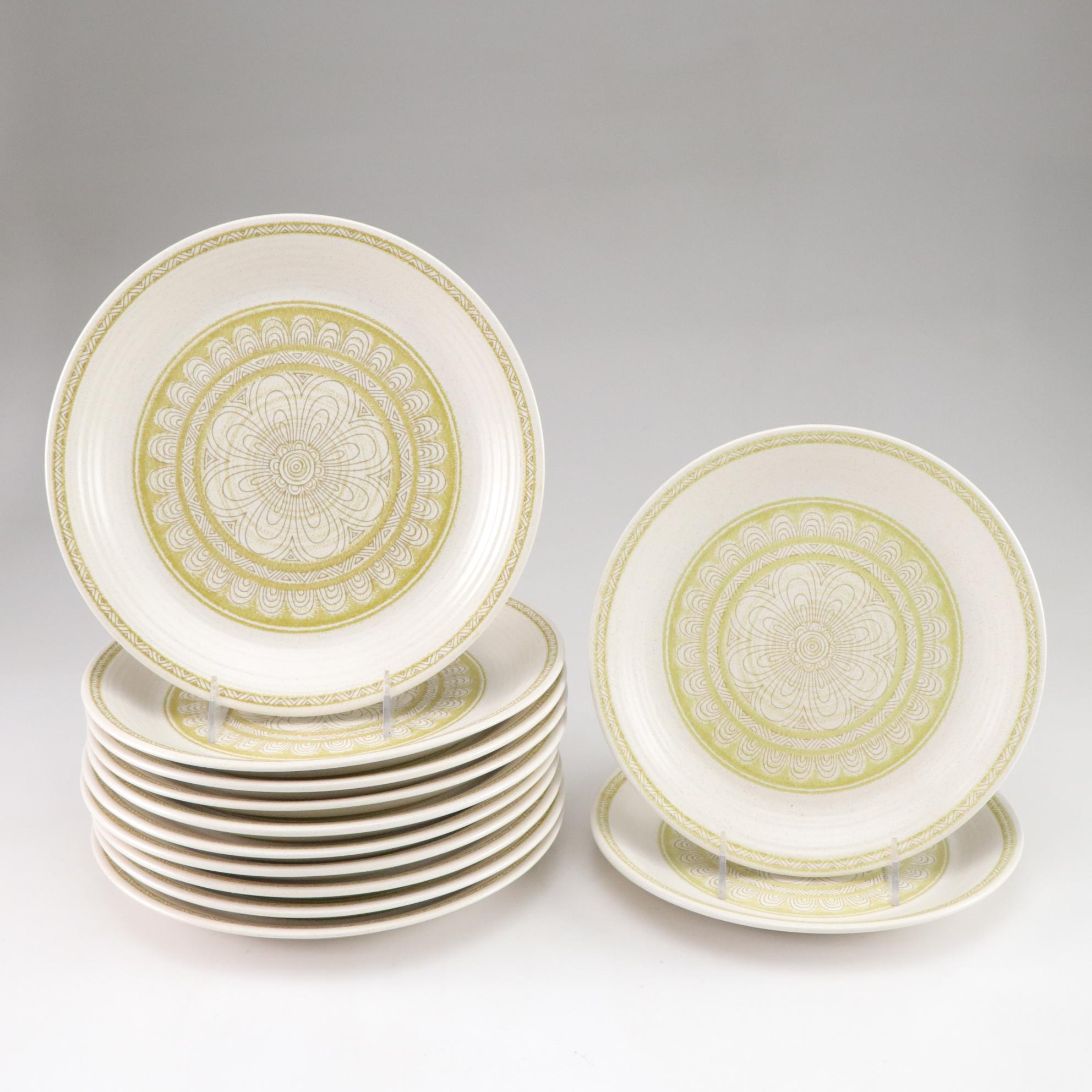 Franciscan "Hacienda" Green Geometric Floral Dinnerware, 1970s