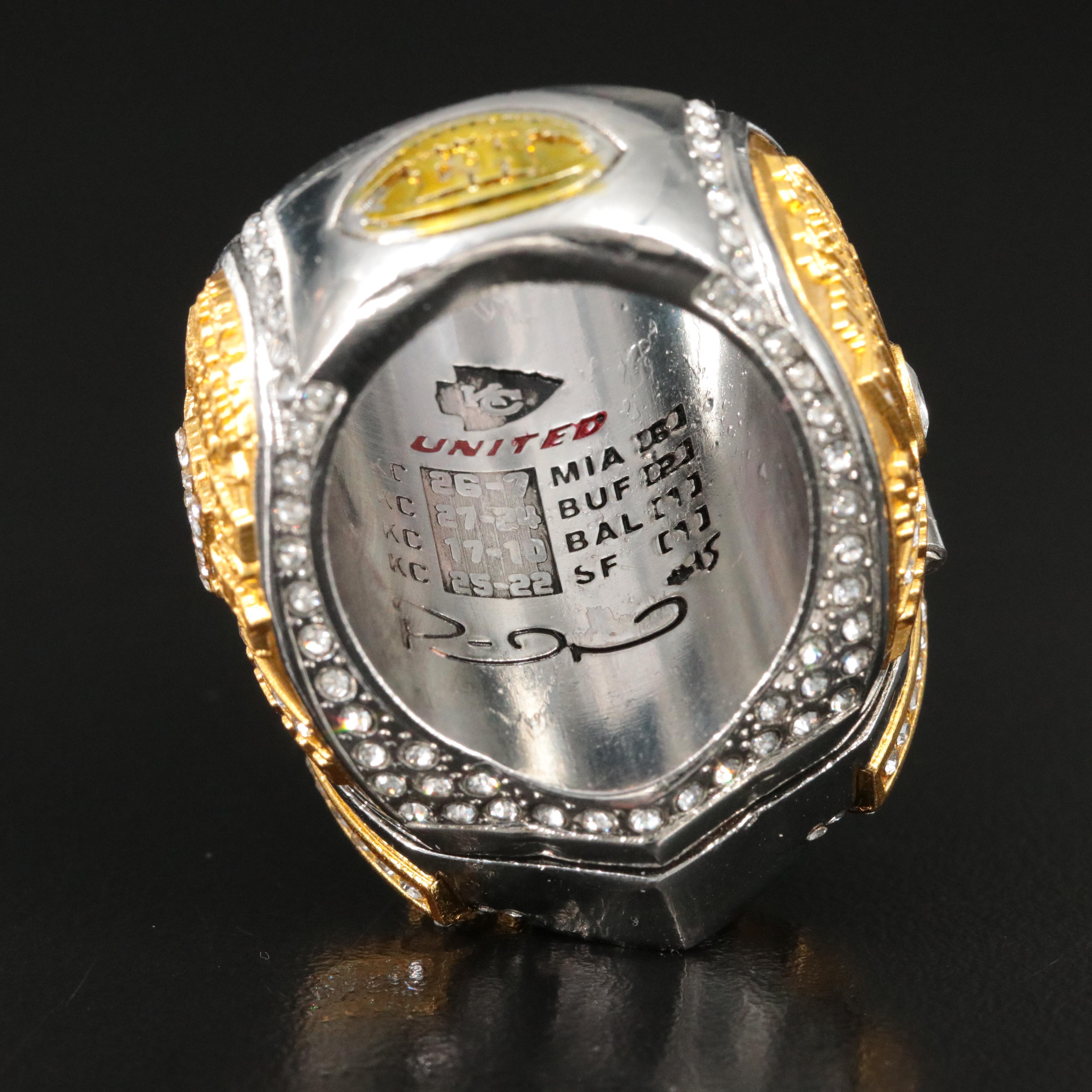 Kansas City Chiefs Championship Rhinestone Replica Ring
