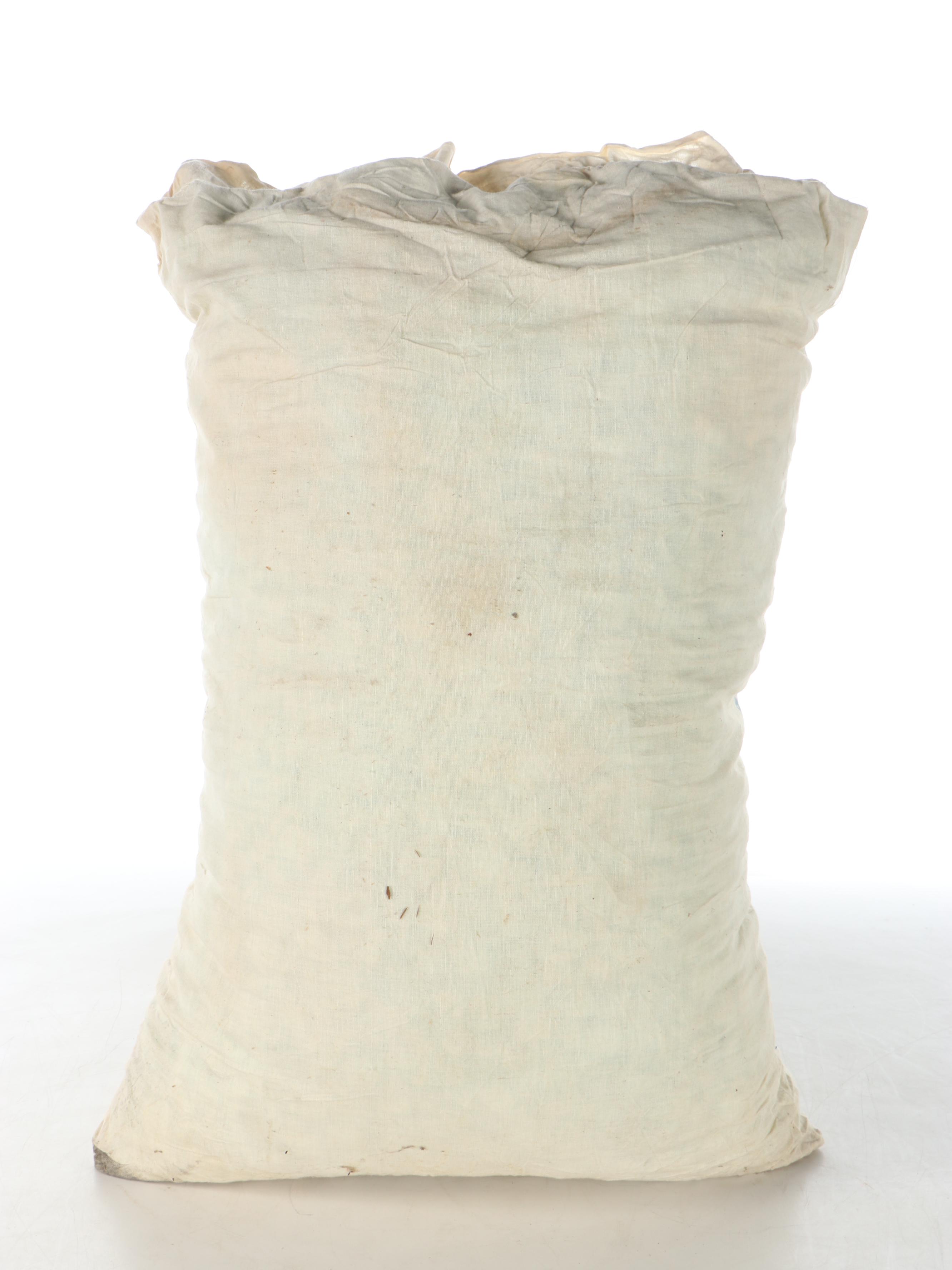 Kroger Wooden Egg Box and Wesco Dairy Feed Sack, Mid-20th Century