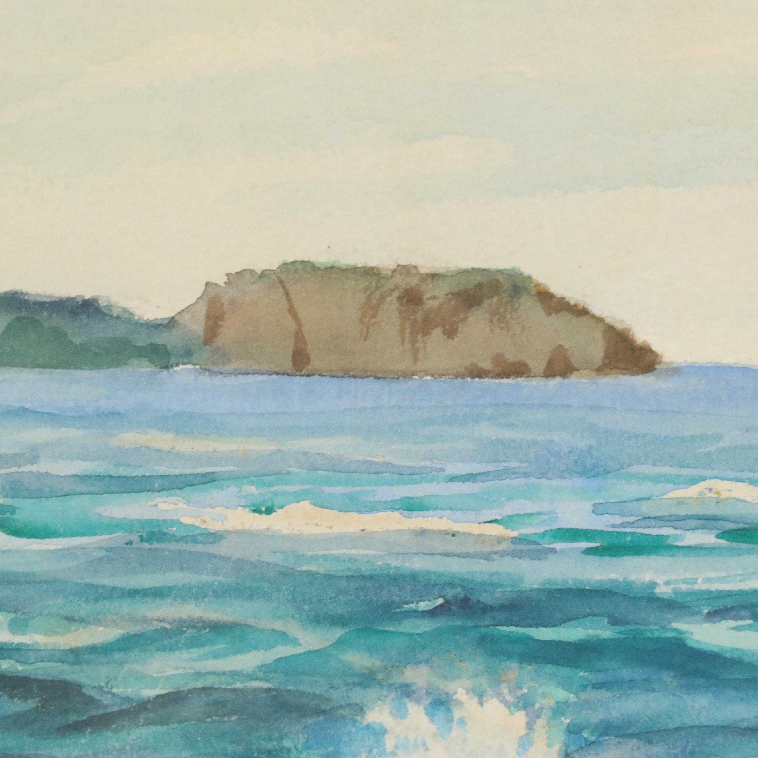 Lloyd Faulkner Watercolor Painting of Coastal Shoreline, Mid-20th Century