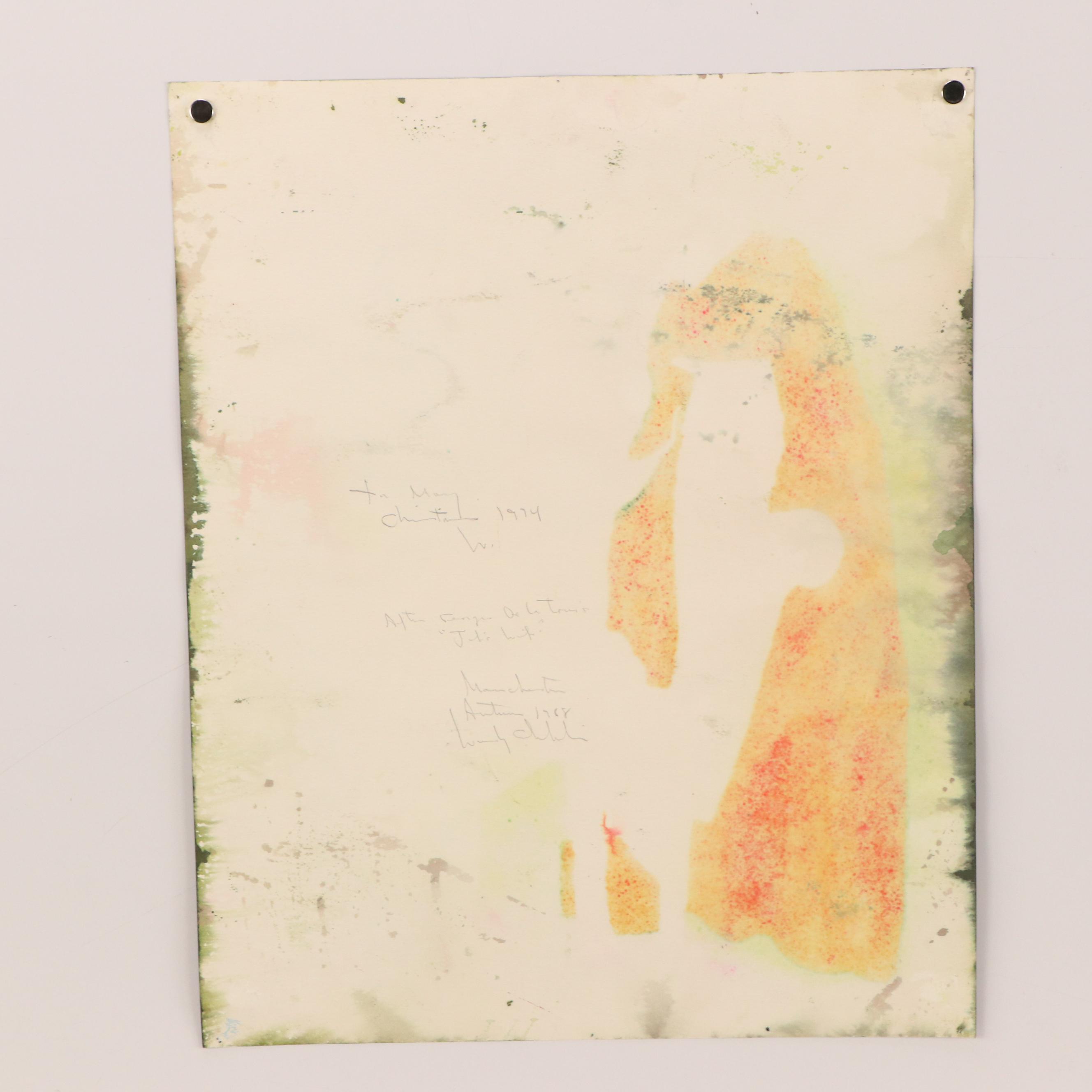 Wesley Chamberlin Modernist Abstract Religious Composition "Job's Wife," 1968