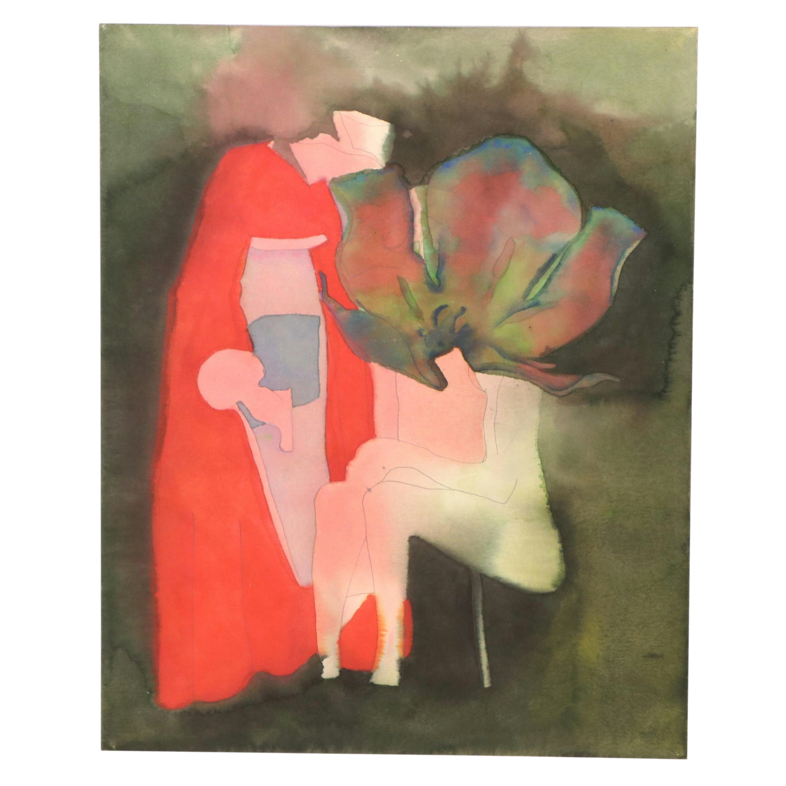 Wesley Chamberlin Modernist Abstract Religious Composition "Job's Wife," 1968