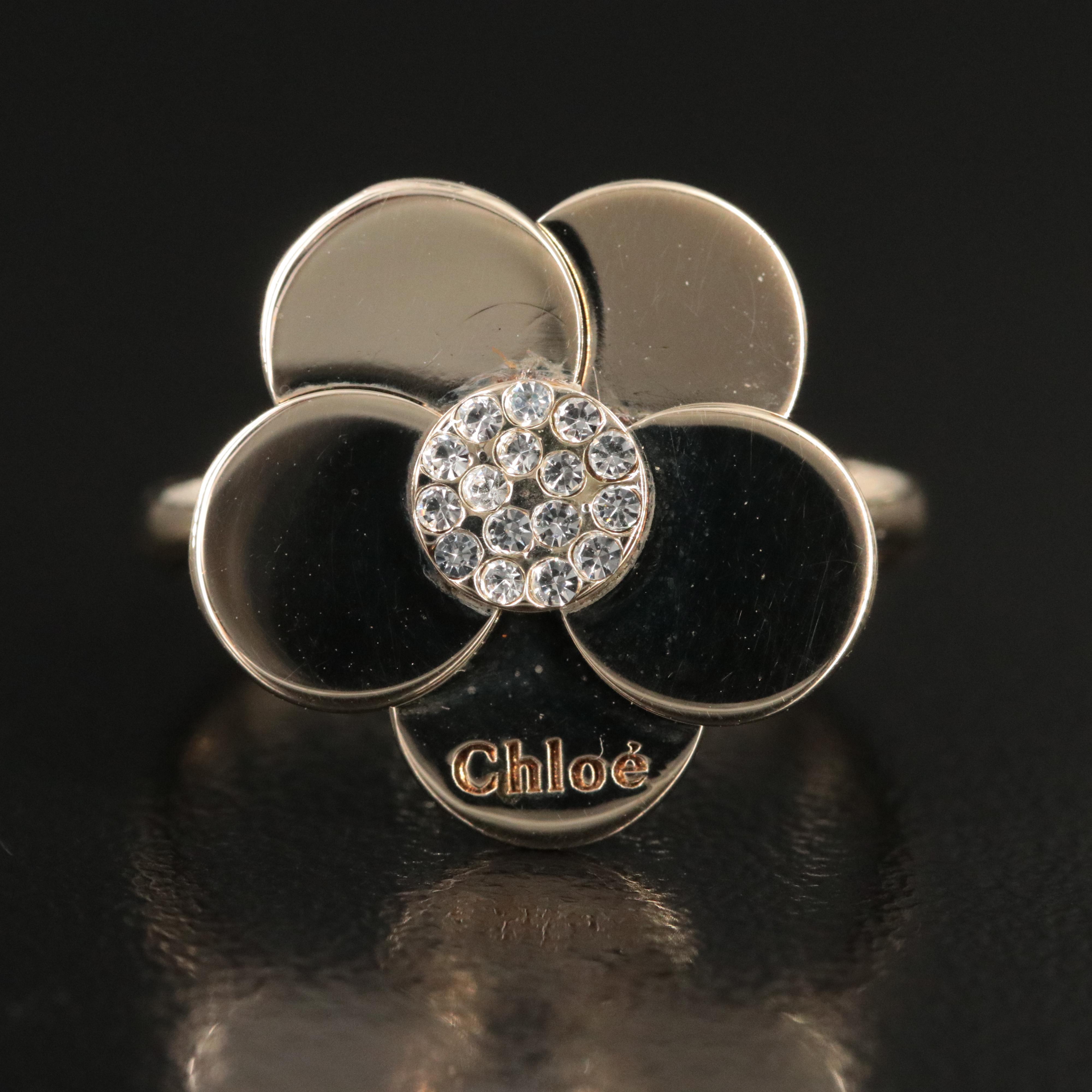 Chloé Rhinestone Flower Ring