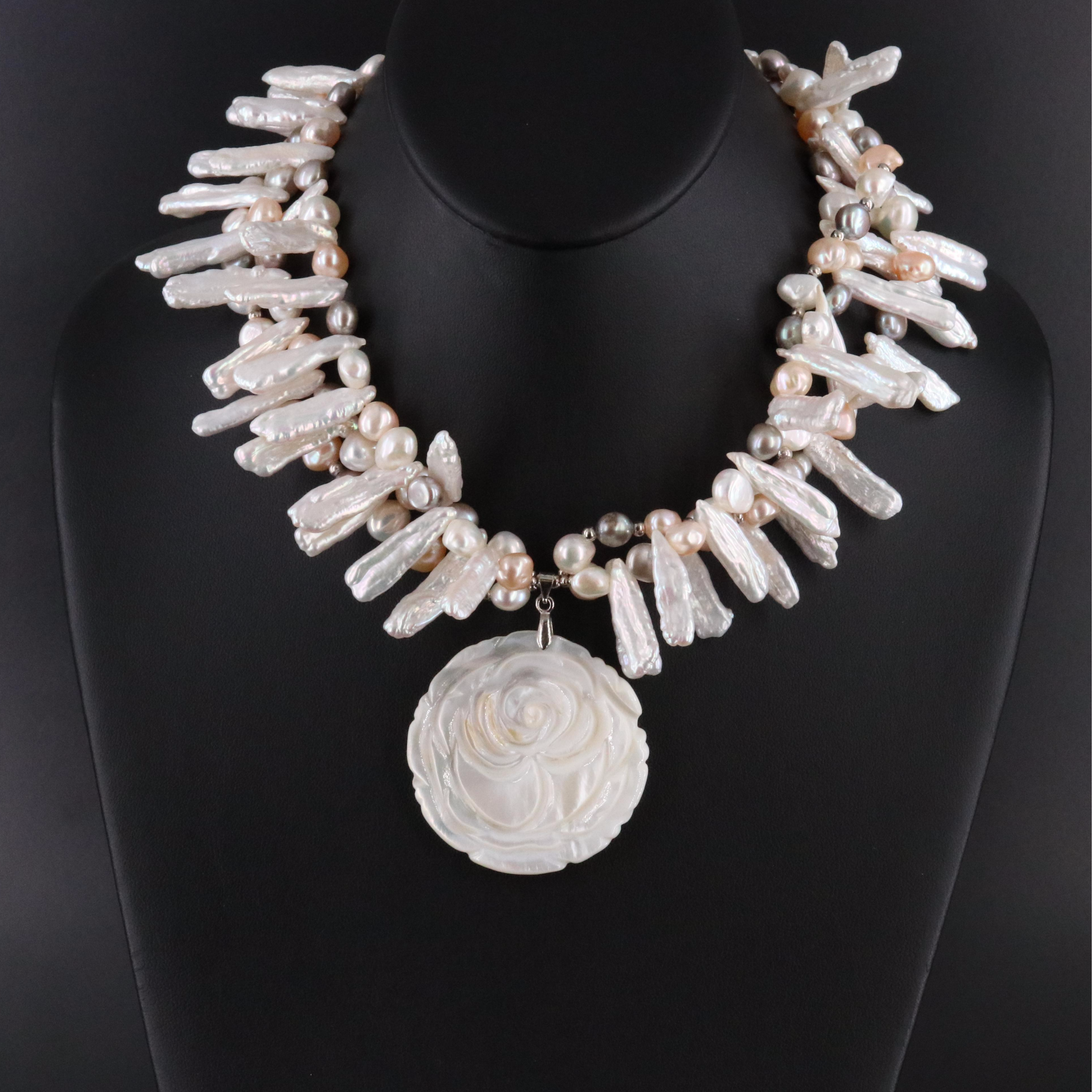 Pearl and Mother of Pearl Pendant Necklace