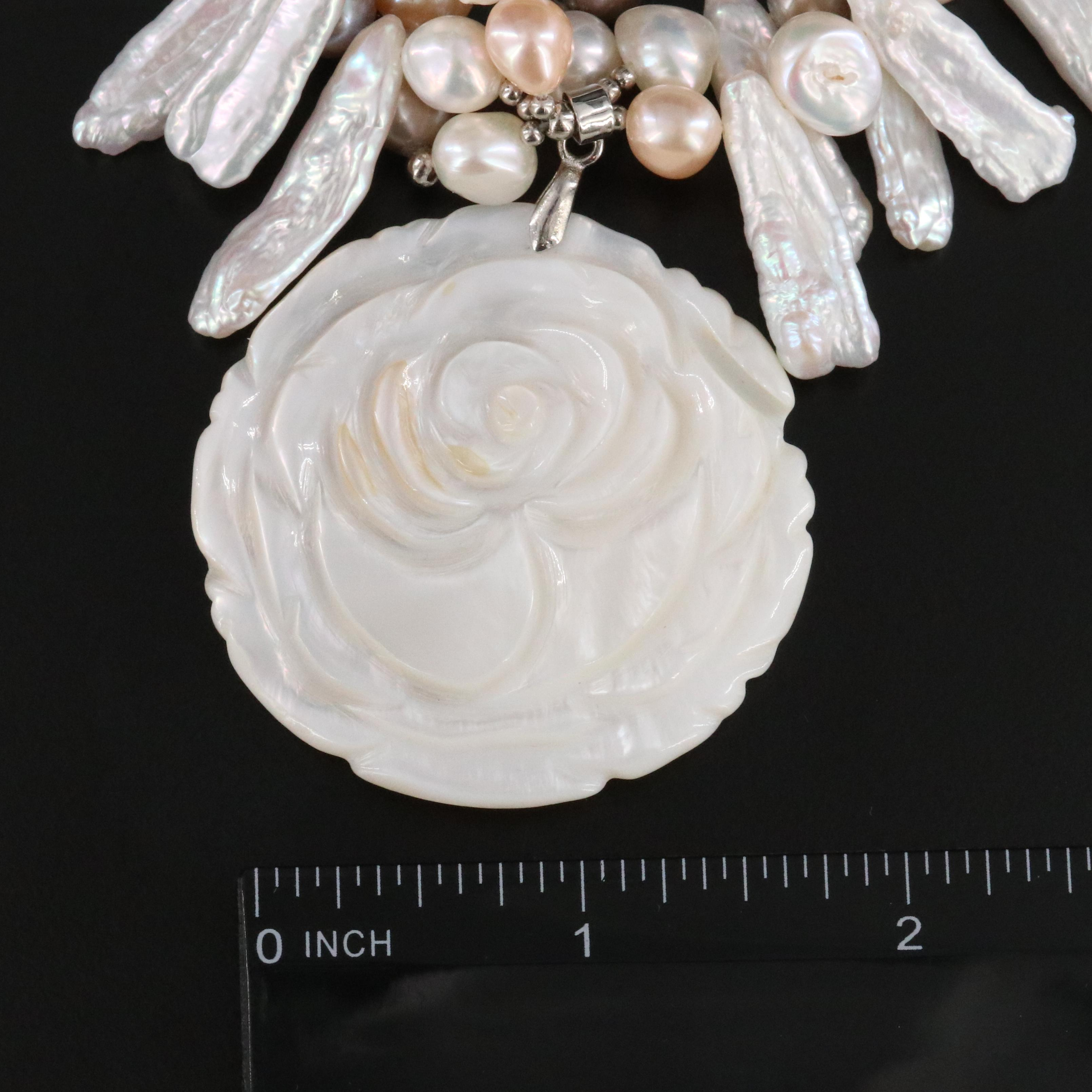 Pearl and Mother of Pearl Pendant Necklace