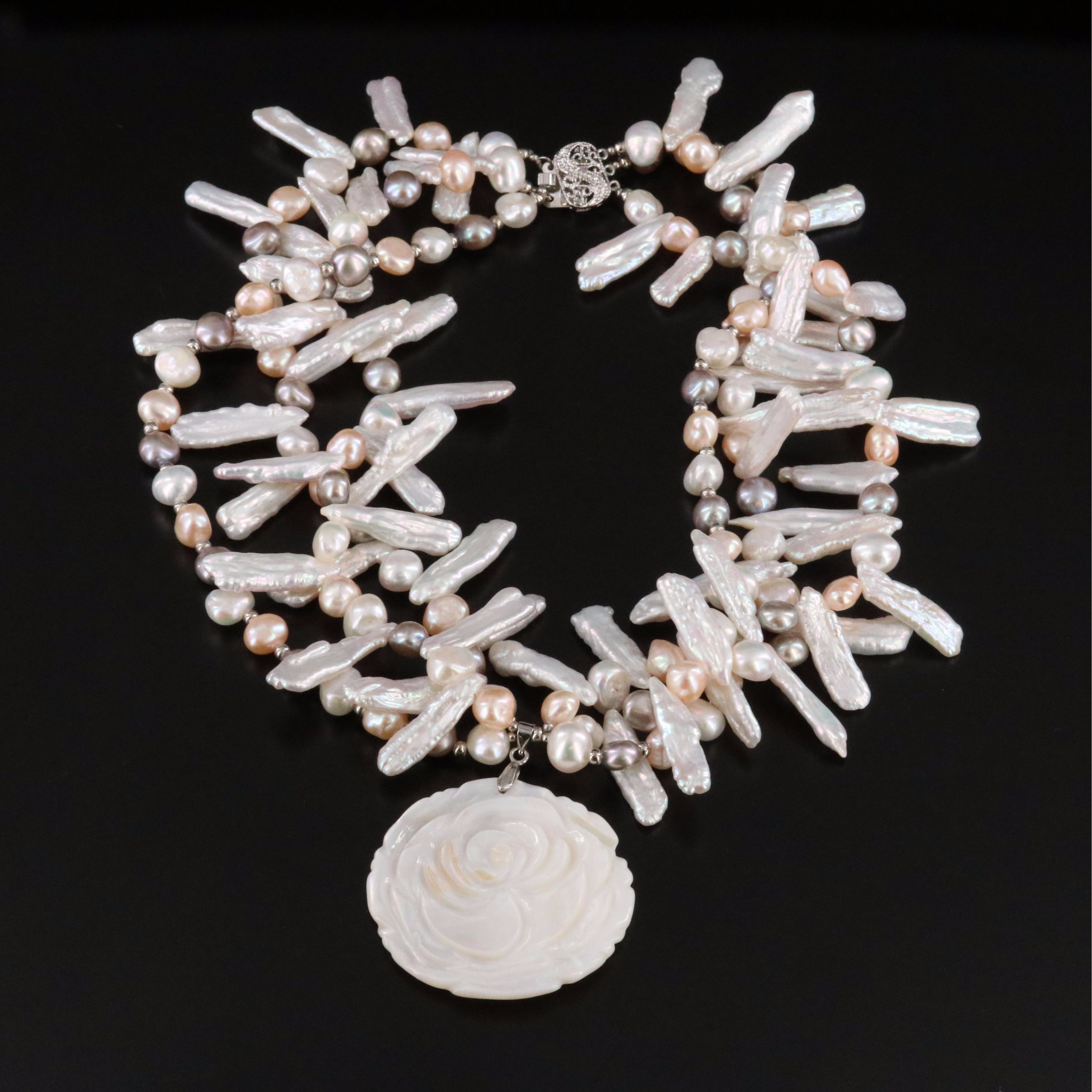 Pearl and Mother of Pearl Pendant Necklace