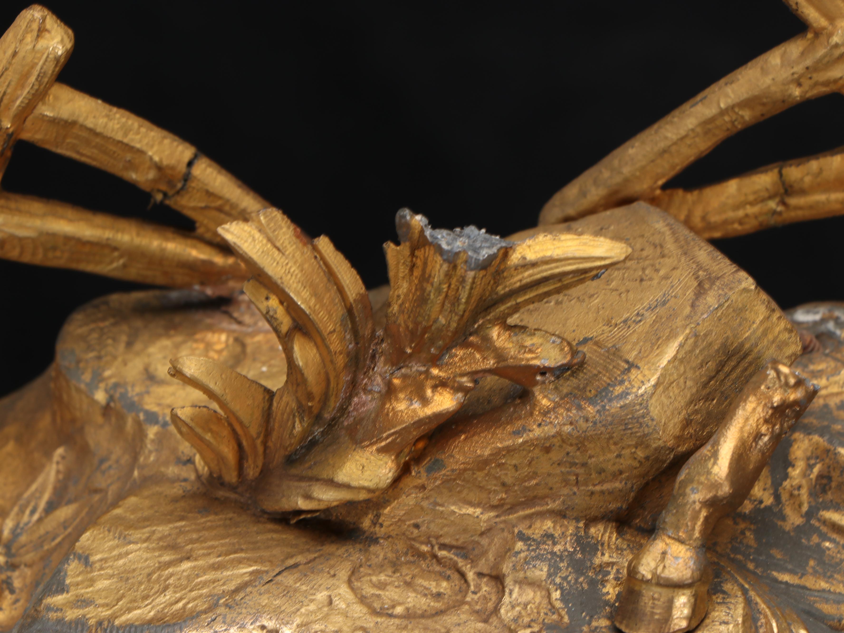 W. Bremer Junior Gilt Spelter Mantel Clock Under Glass Dome, 19th Century