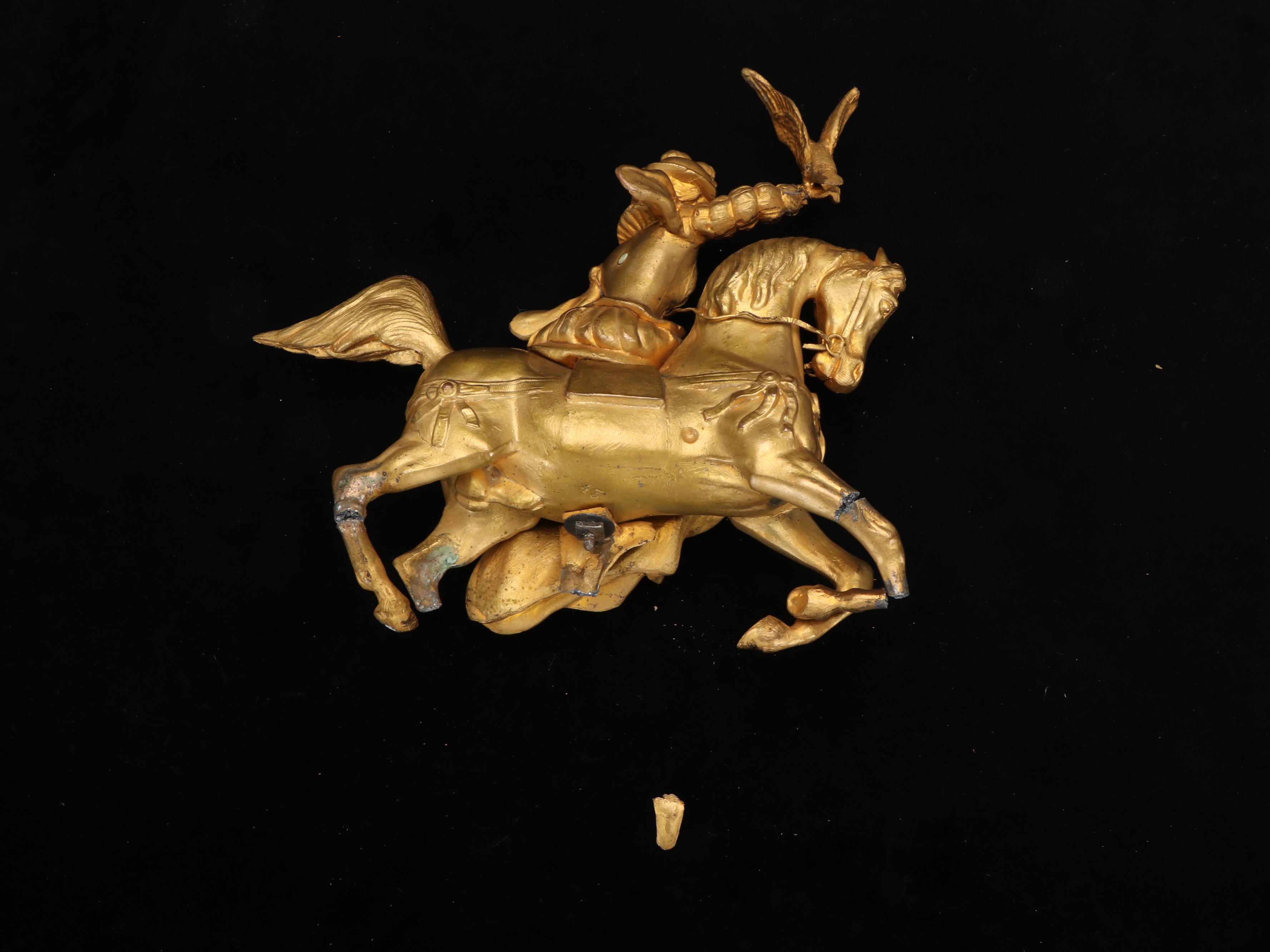 W. Bremer Junior Gilt Spelter Mantel Clock Under Glass Dome, 19th Century