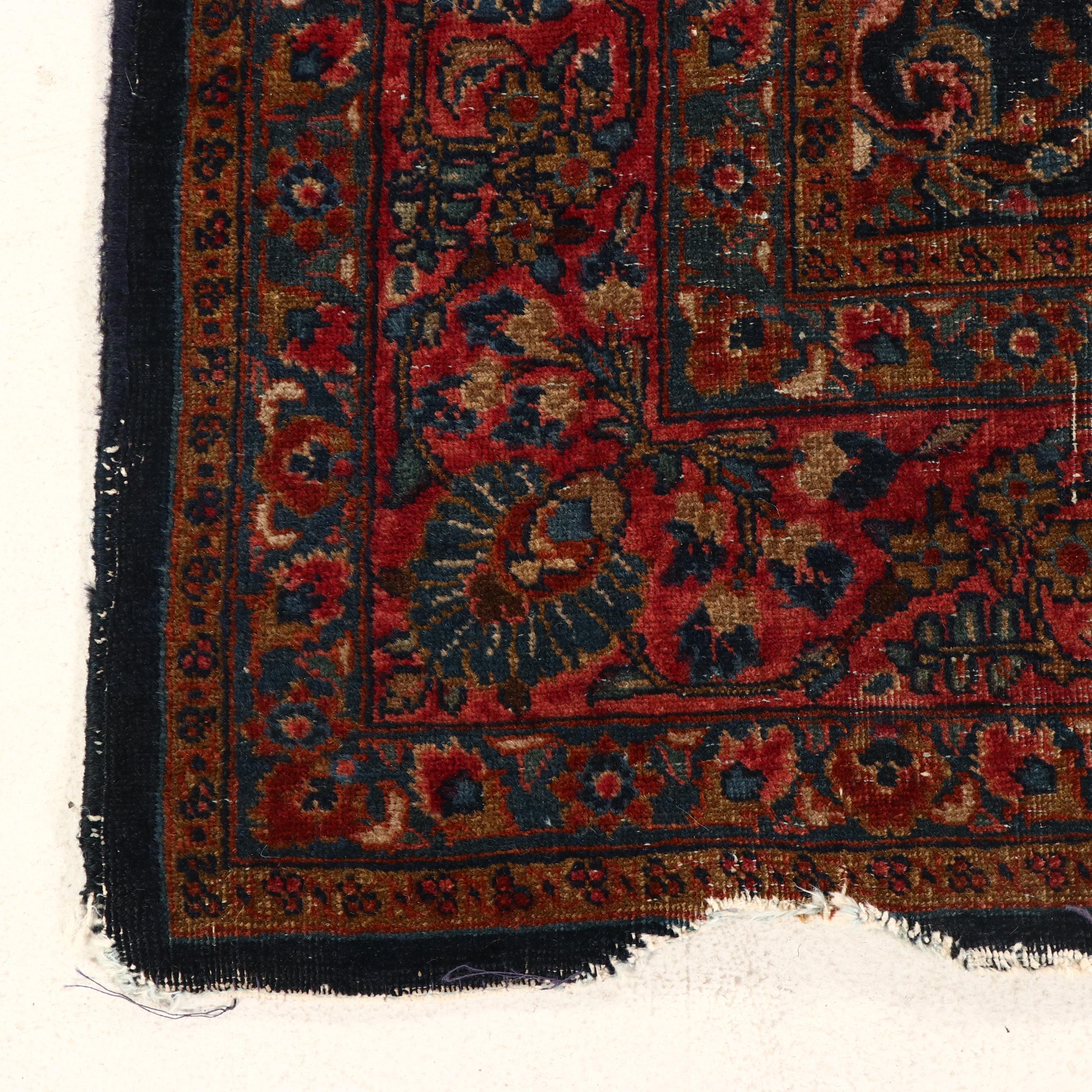 4'11 x 7'5 Antique Hand-Knotted Persian Sarouk Area Rug