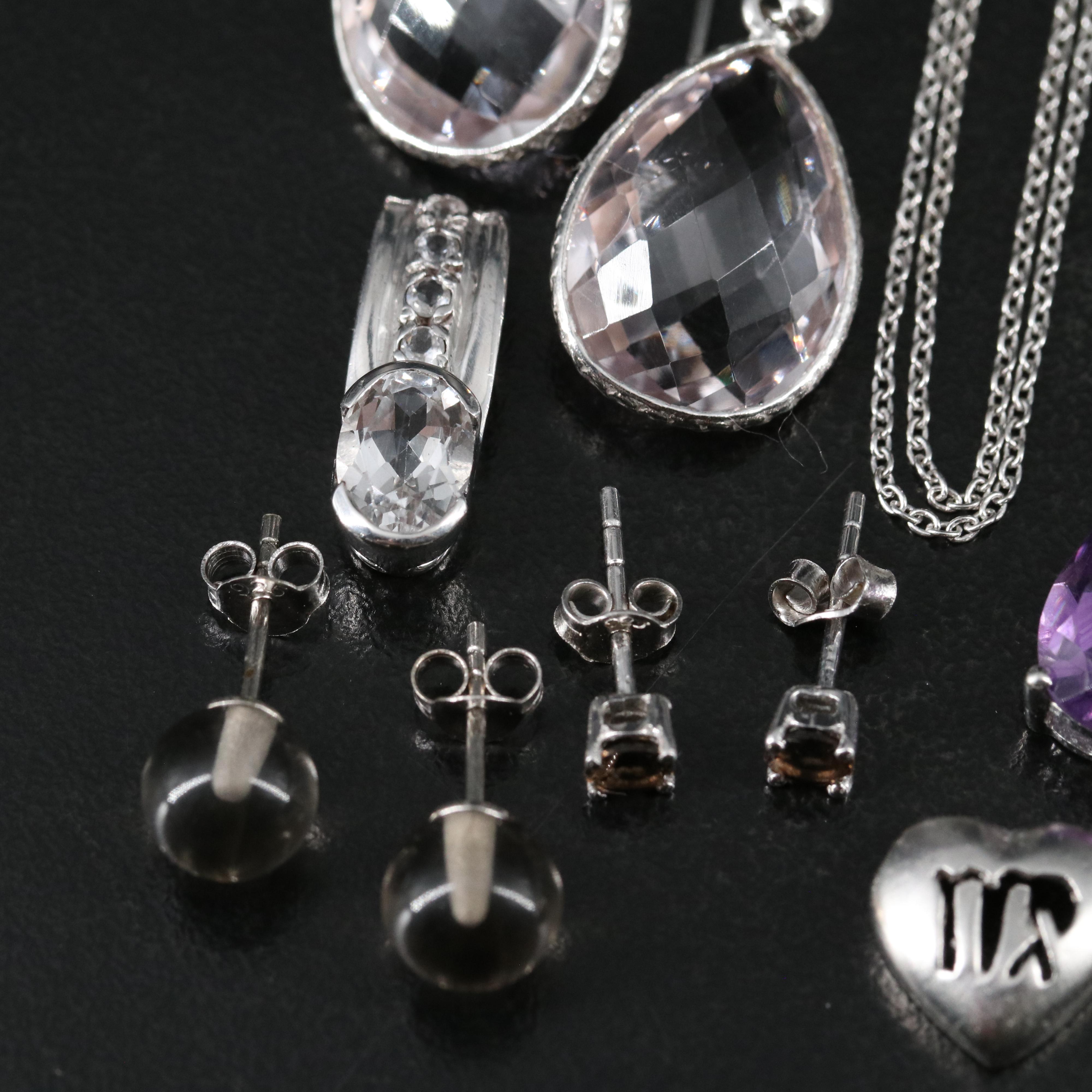 14 Assorted Sterling Silver Rings, Necklaces, Earrings, and Pendants