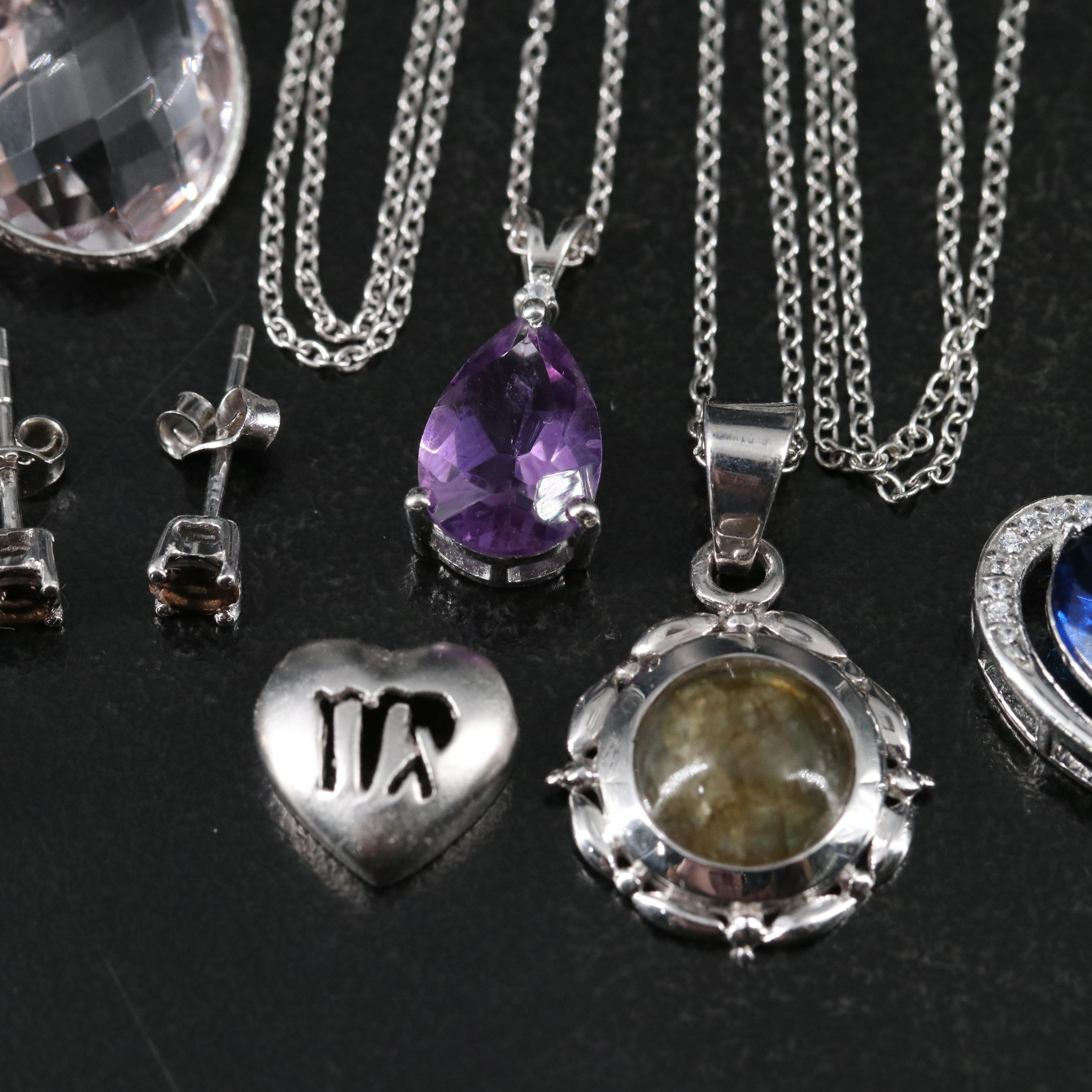 14 Assorted Sterling Silver Rings, Necklaces, Earrings, and Pendants