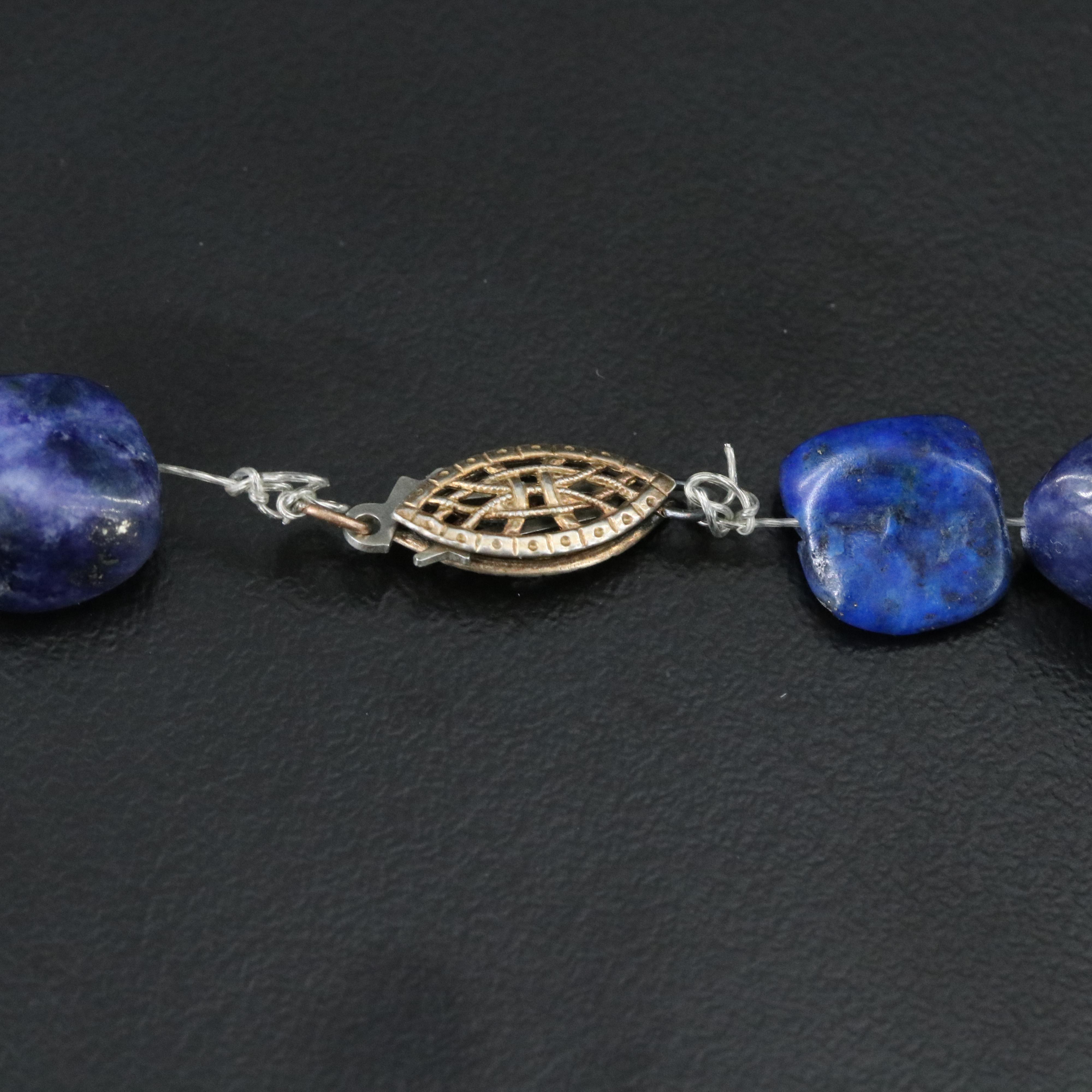 Lapis Lazuli and Coral Necklace with Sterling Clasp