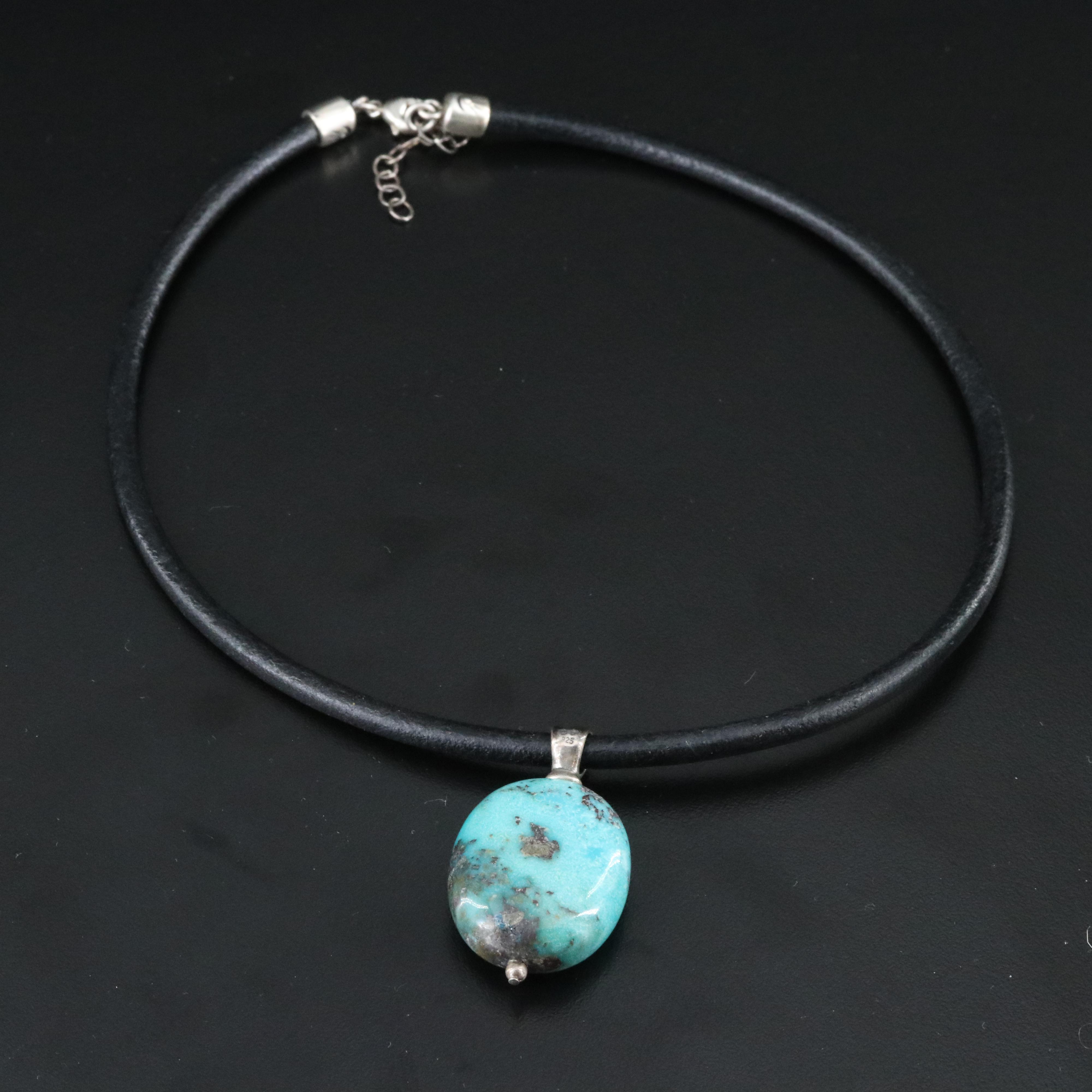 Sterling Turquoise Pendant Neccklace