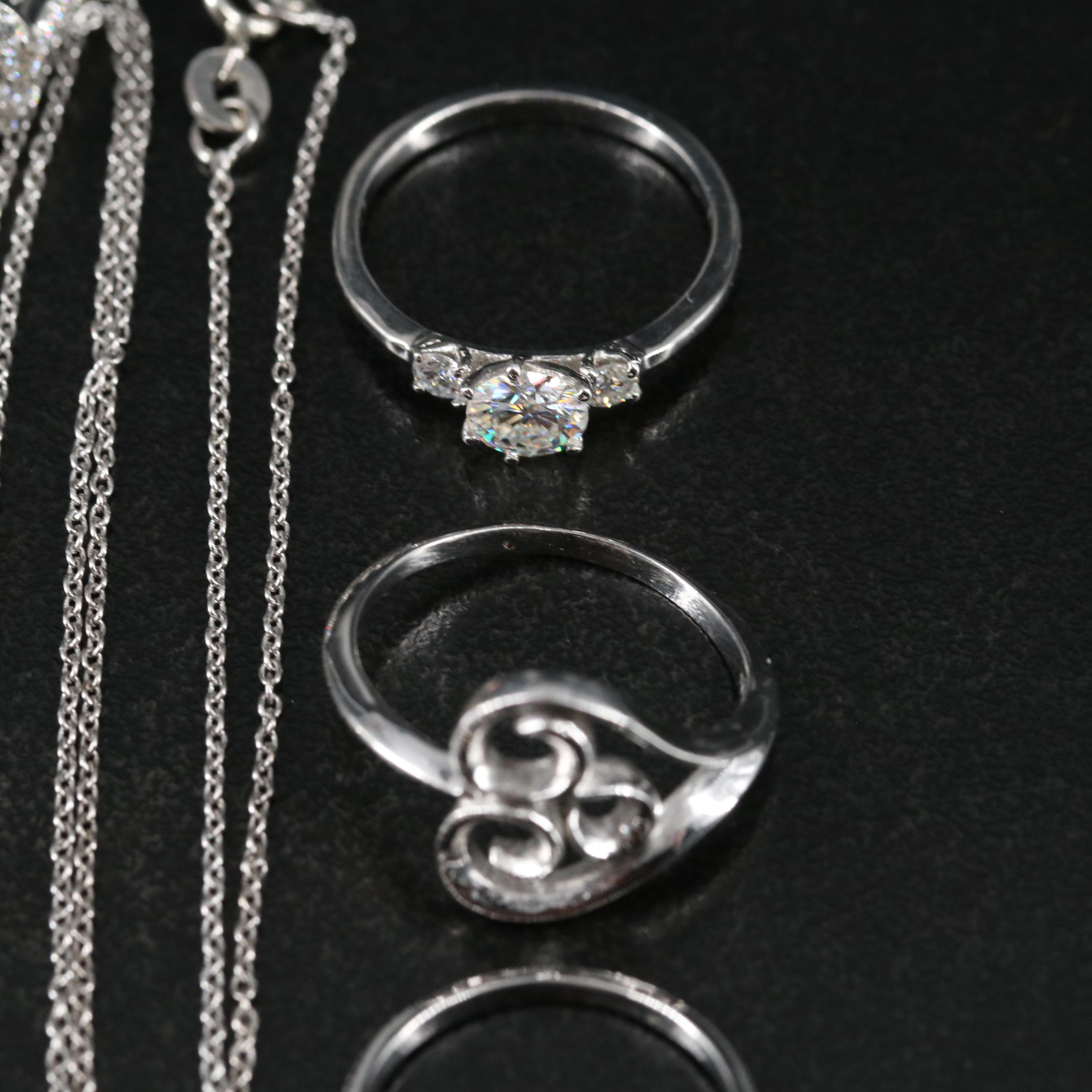 14 Assorted Sterling Silver Rings, Necklaces, Earrings, and Pendants