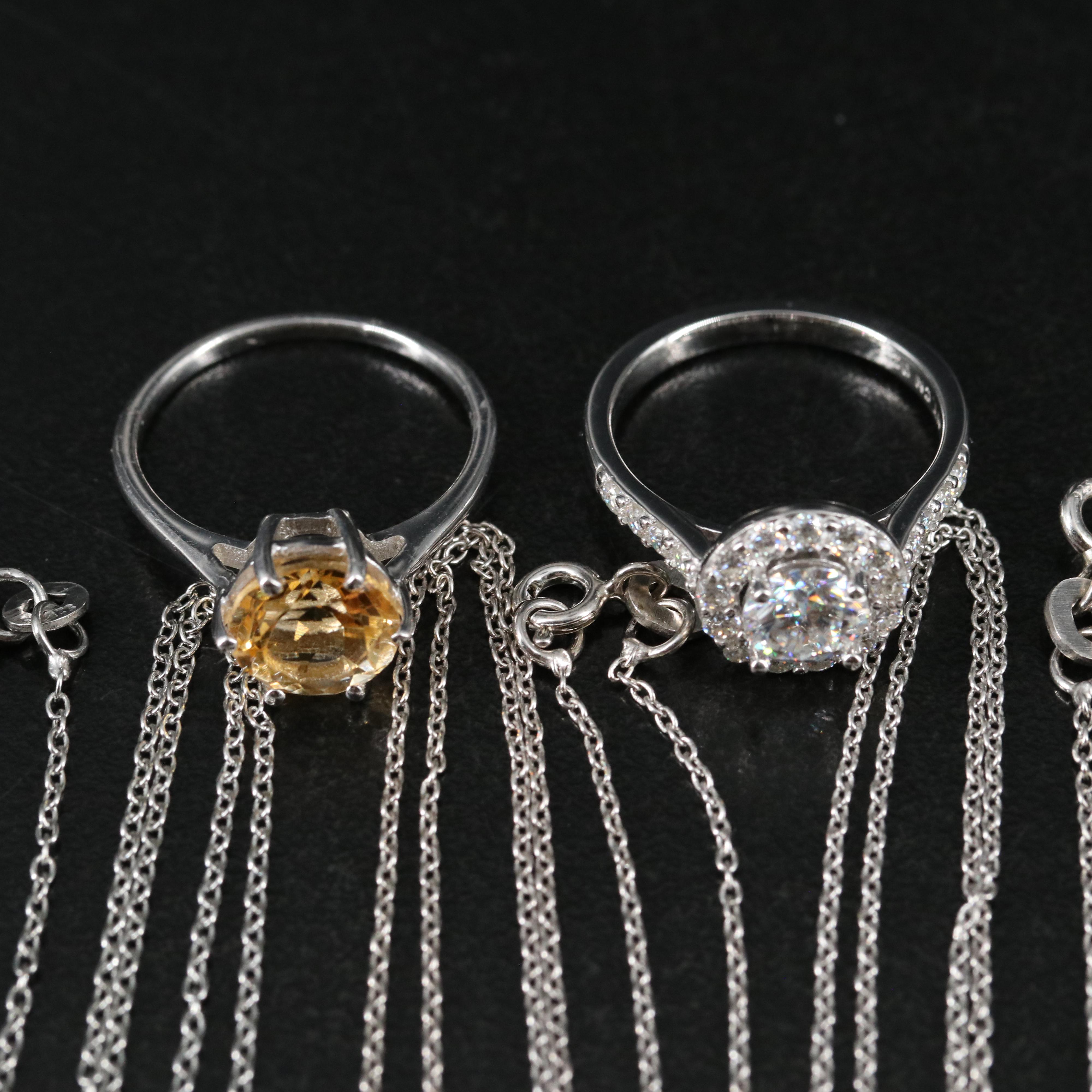 14 Assorted Sterling Silver Rings, Necklaces, Earrings, and Pendants