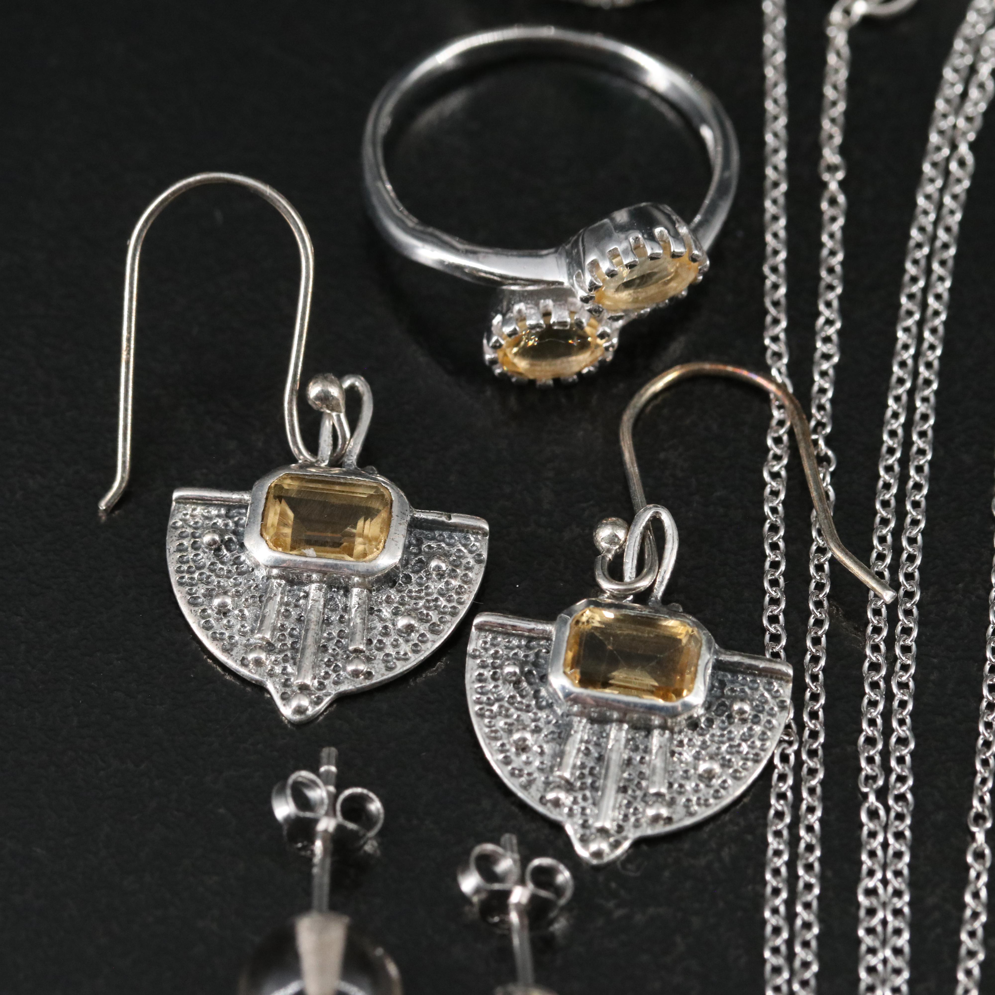 14 Assorted Sterling Silver Rings, Necklaces, Earrings, and Pendants