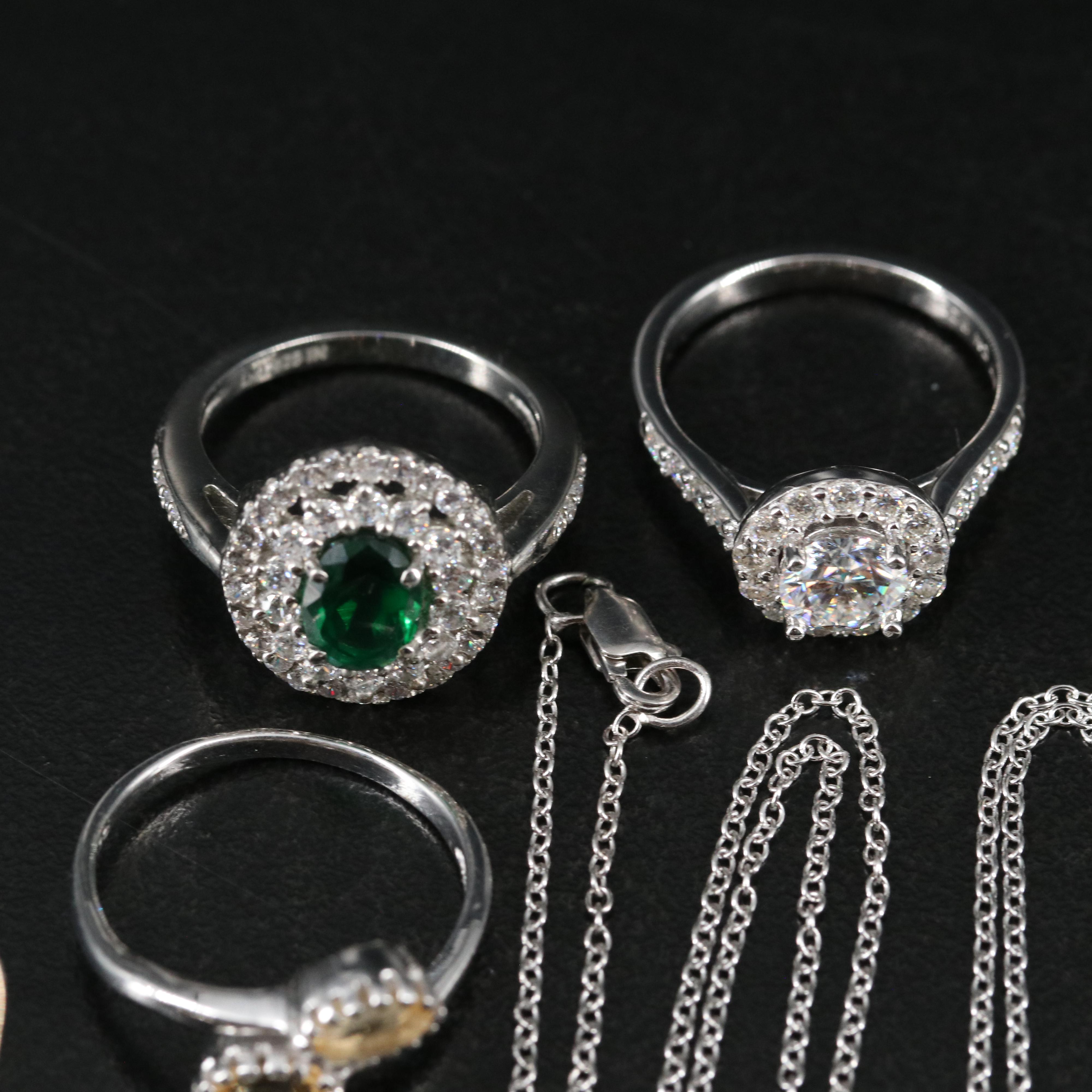 14 Assorted Sterling Silver Rings, Necklaces, Earrings, and Pendants