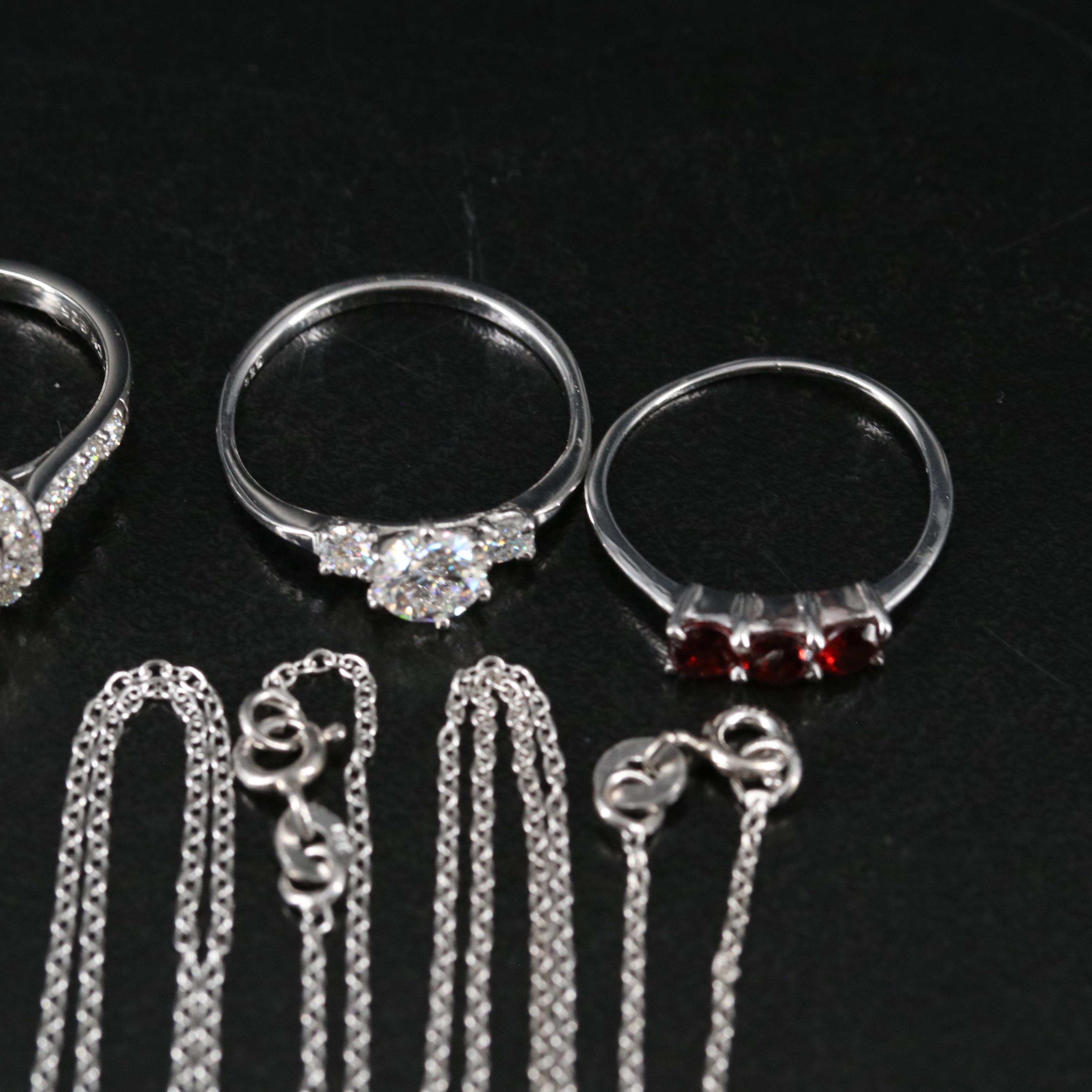 14 Assorted Sterling Silver Rings, Necklaces, Earrings, and Pendants