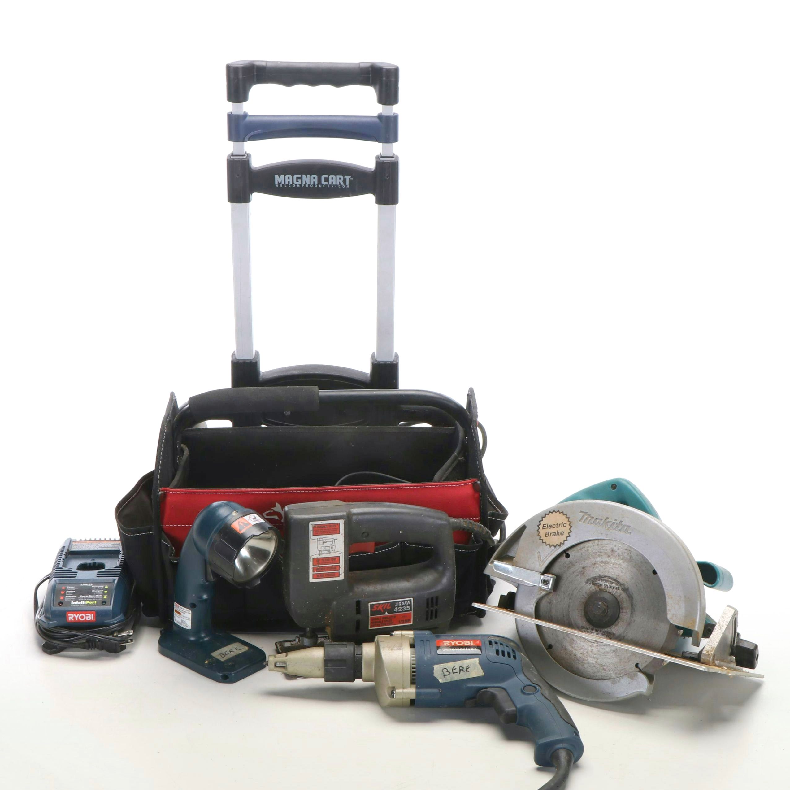 Makita Circular Saw, Rybol Screwdriver, Skil Jig Saw, and Other Power Equipment