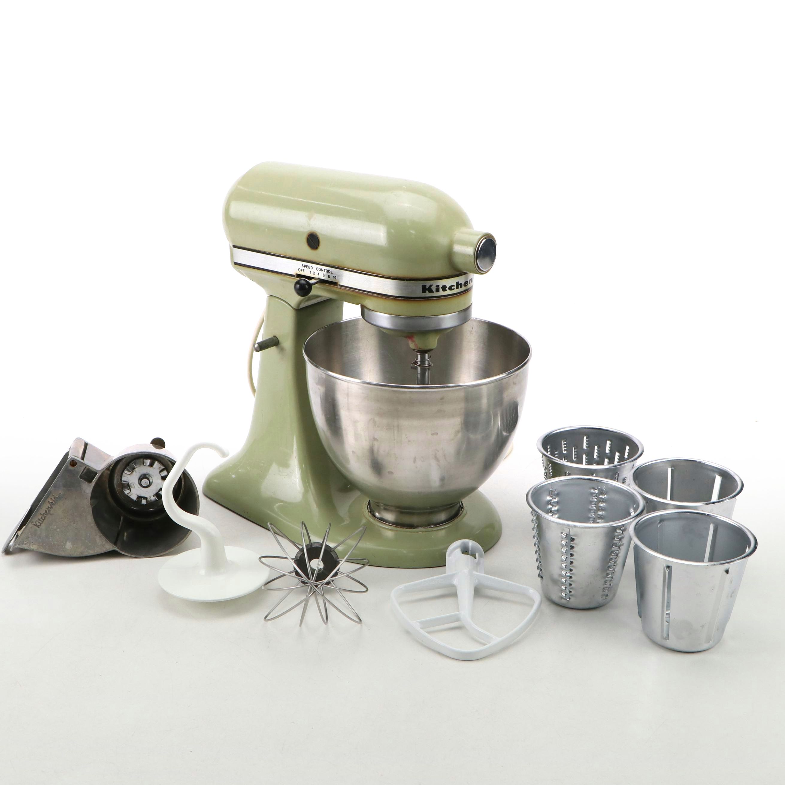 Kitchen Aid K45 Avocado Stand Mixer and Accessories