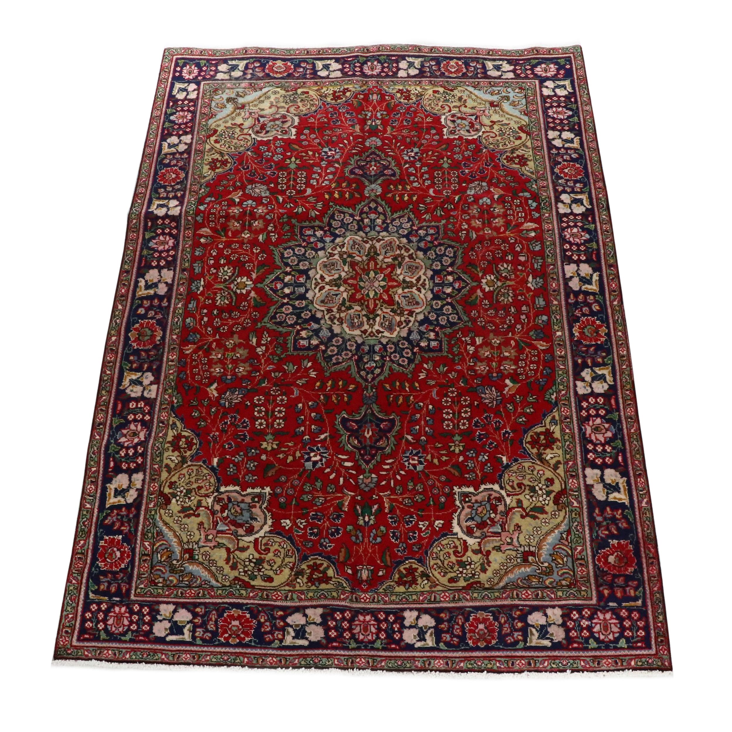 6'6 x 9'7 Hand-Knotted Persian Mashhad Area Rug