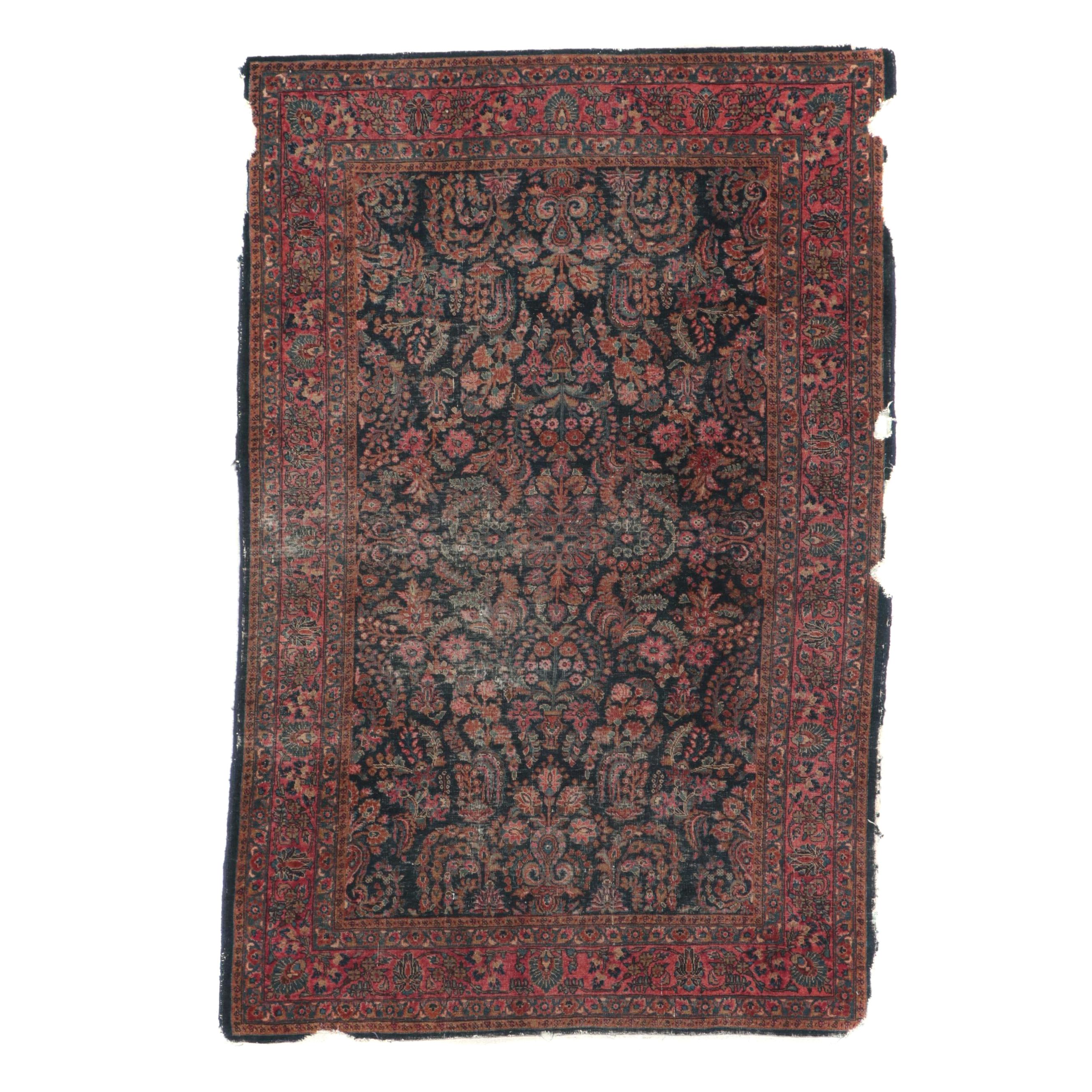 4'11 x 7'5 Antique Hand-Knotted Persian Sarouk Area Rug